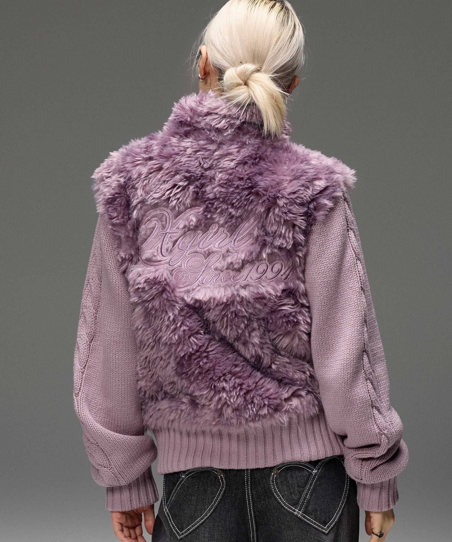 FAUX FUR AND KNIT JACKET