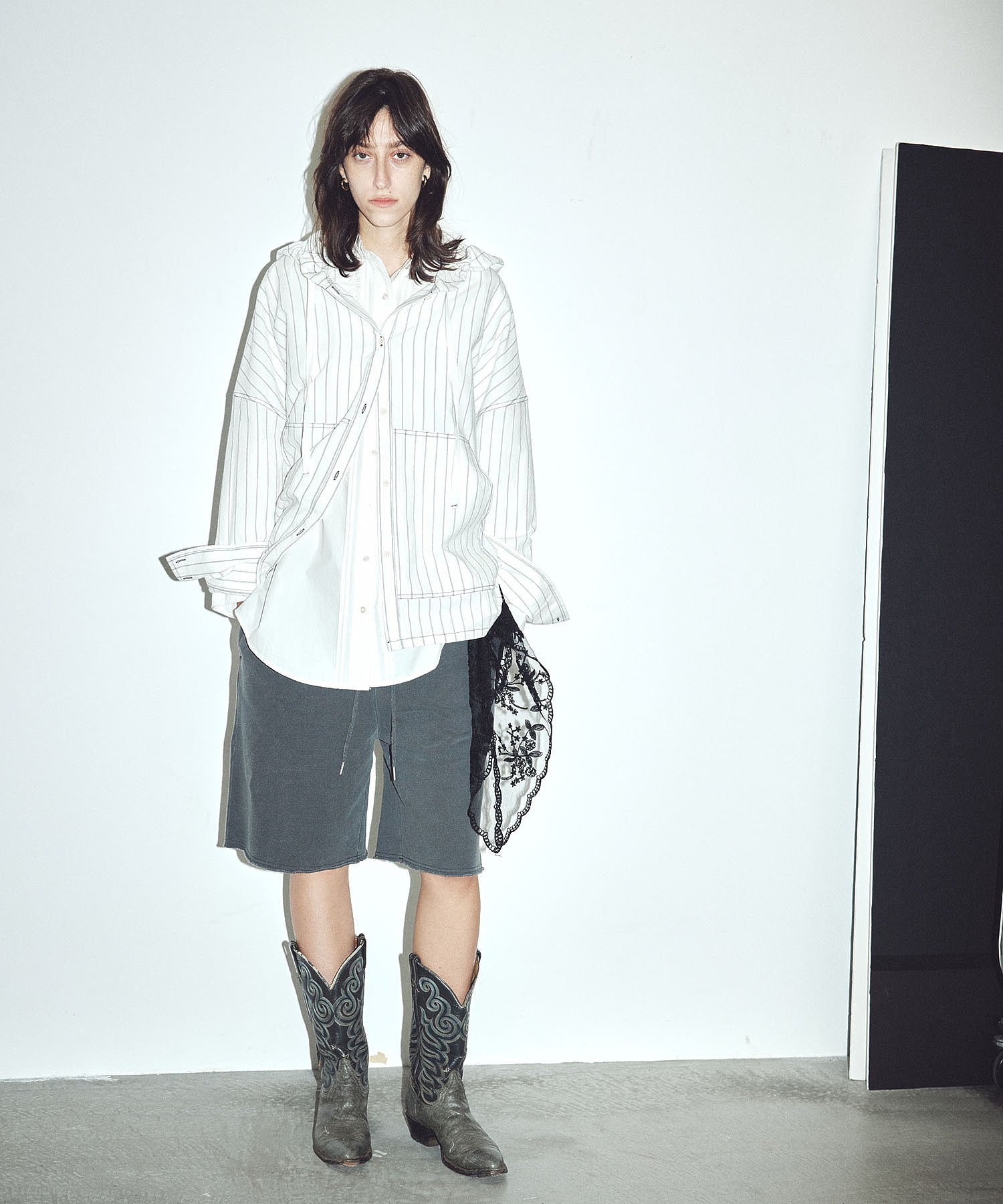 CREOLME/COTTON FRILL SHIRT