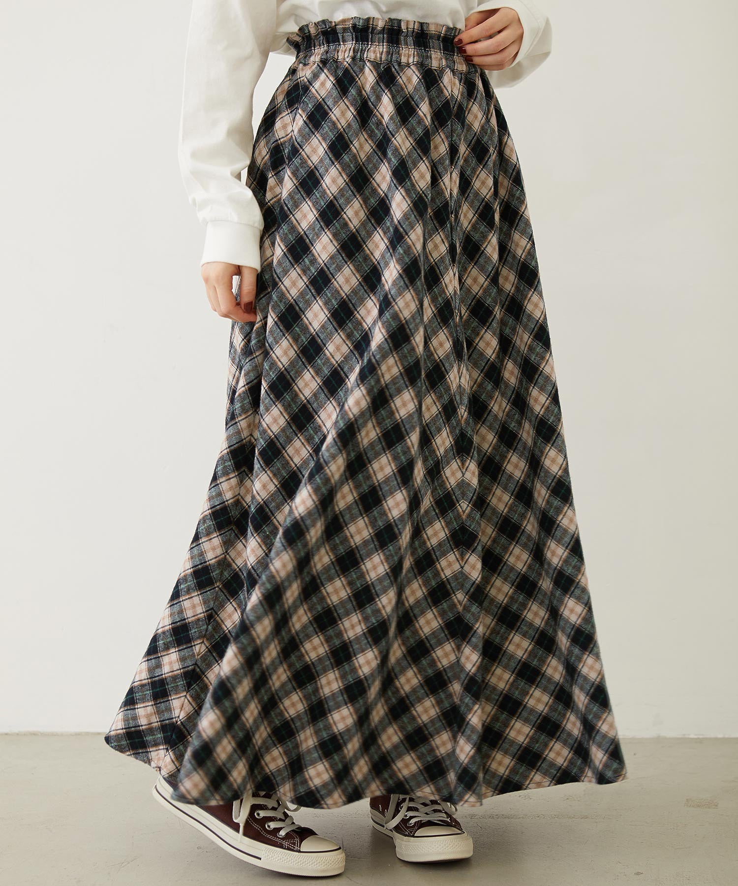 FLARE PLAID SKIRT