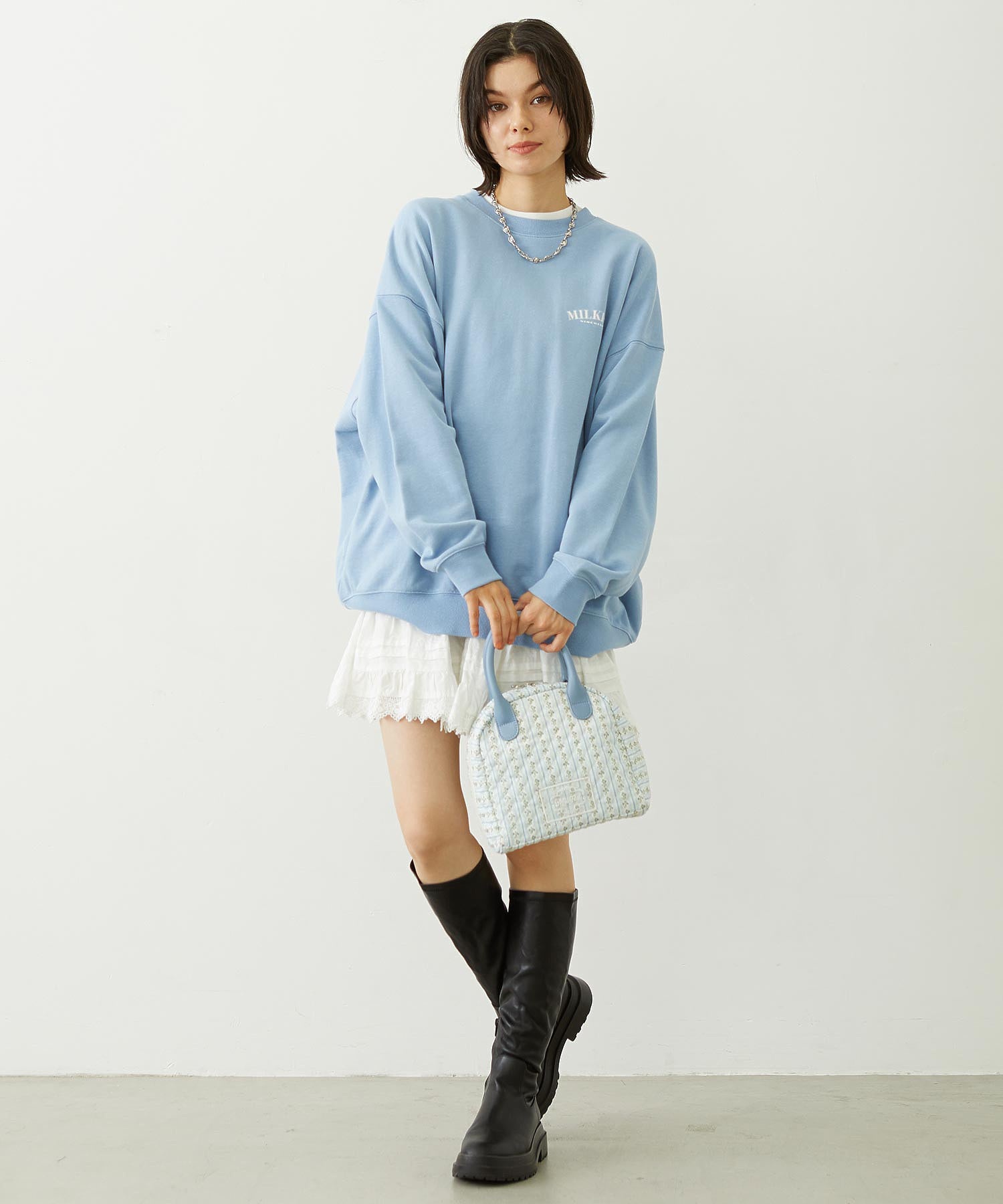 STRIPED FLOWER QUILTED BAG