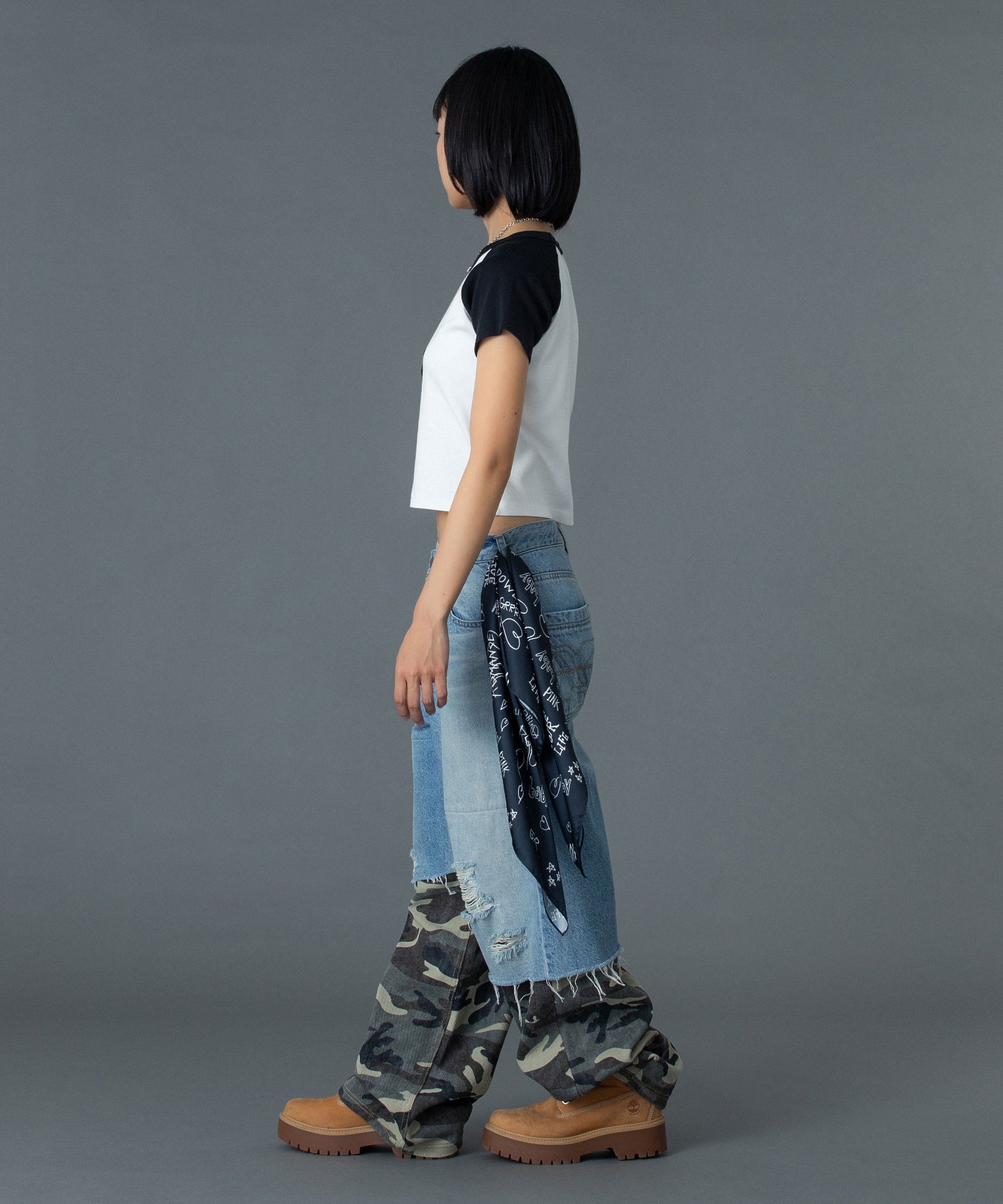 FADED CAMO LAYERED PANTS