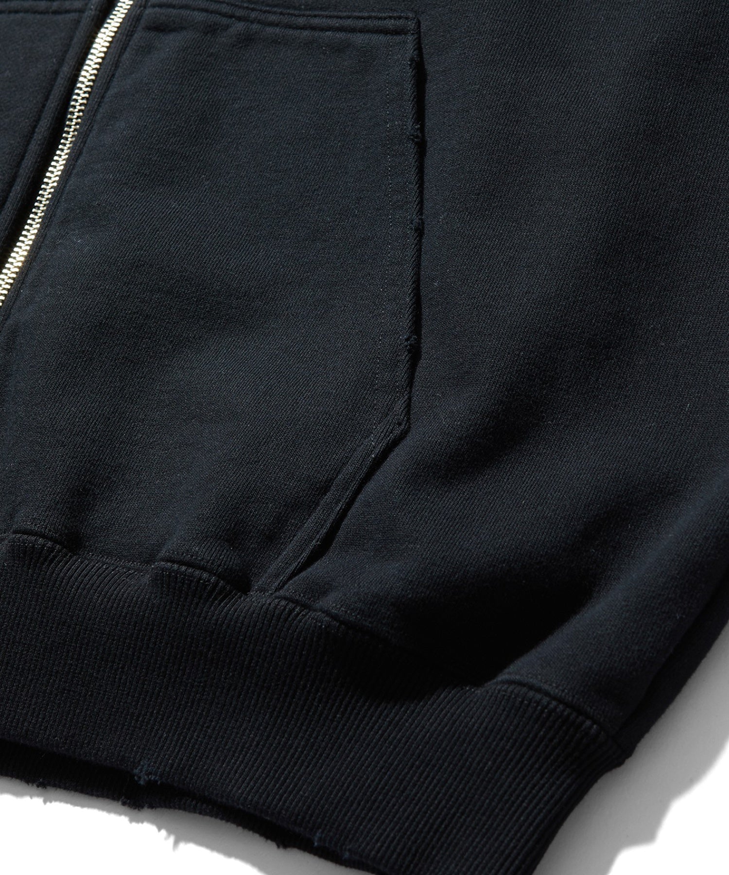 DAMAGED ZIP HOODED SWEATSHIRT