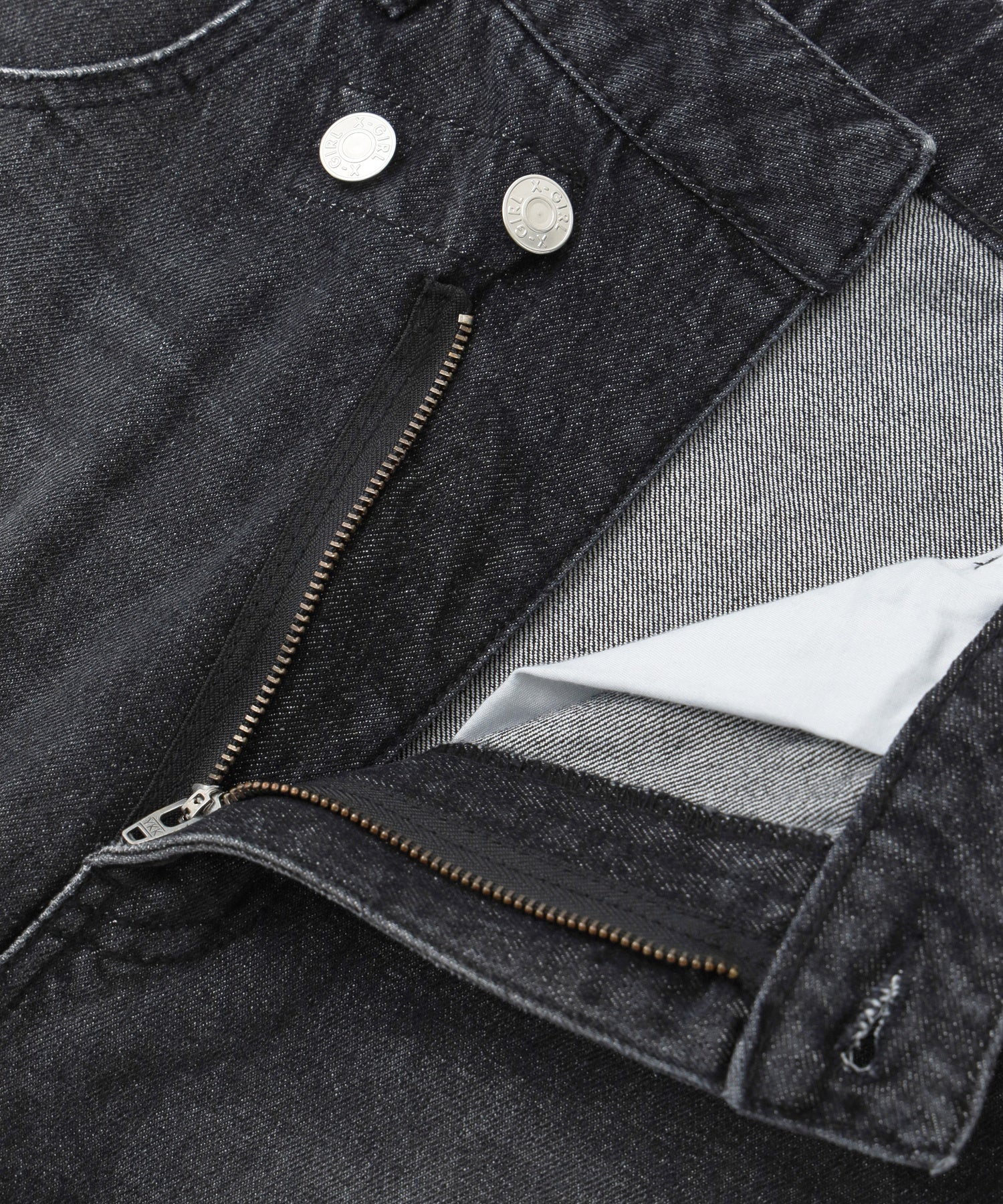 ASYMMETRIC WAIST BARREL LEG DENIM PANTS