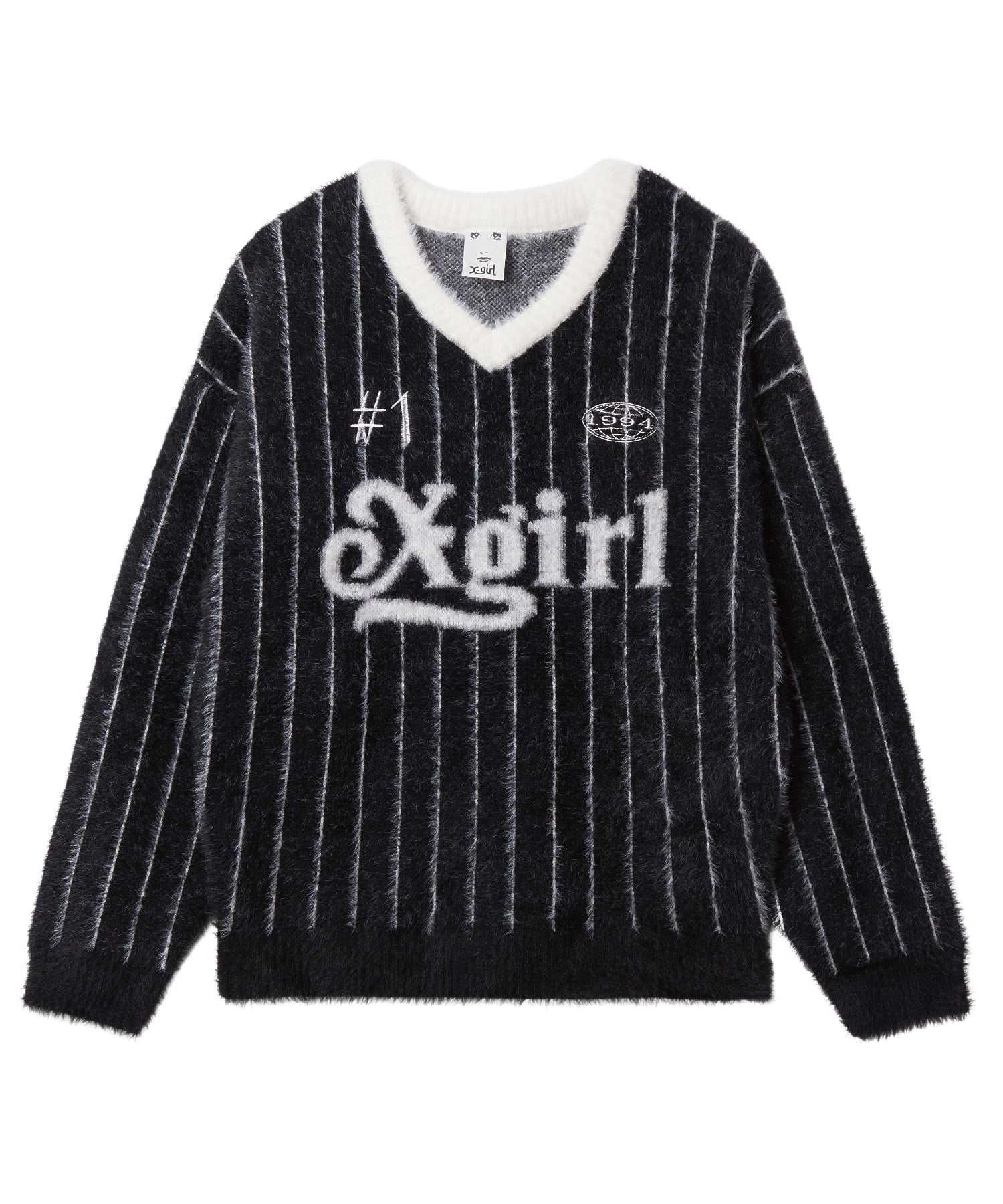 GAME SHIRT JACQUARD SHAGGY KNIT TOP