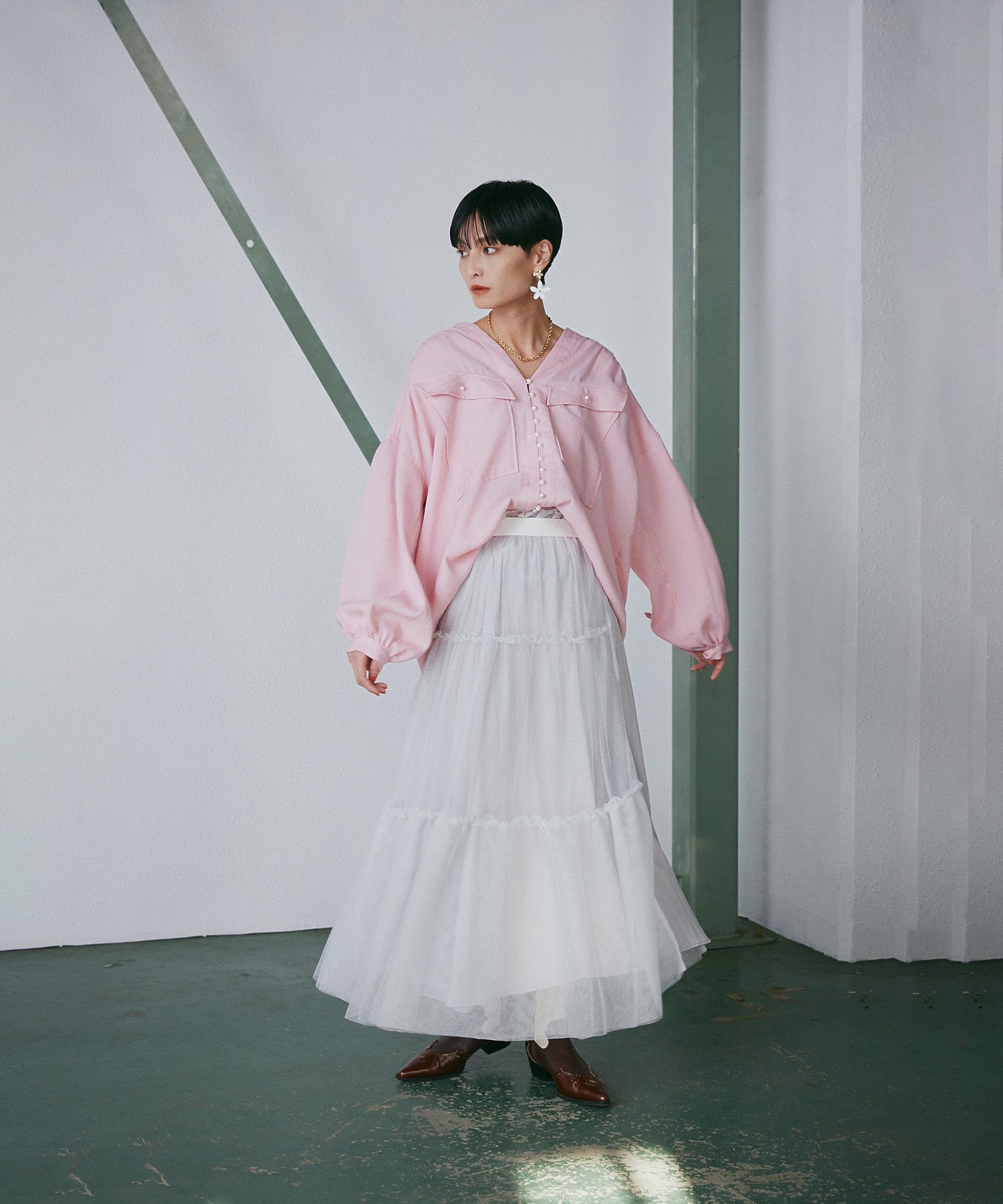 チュールレイヤードスカート