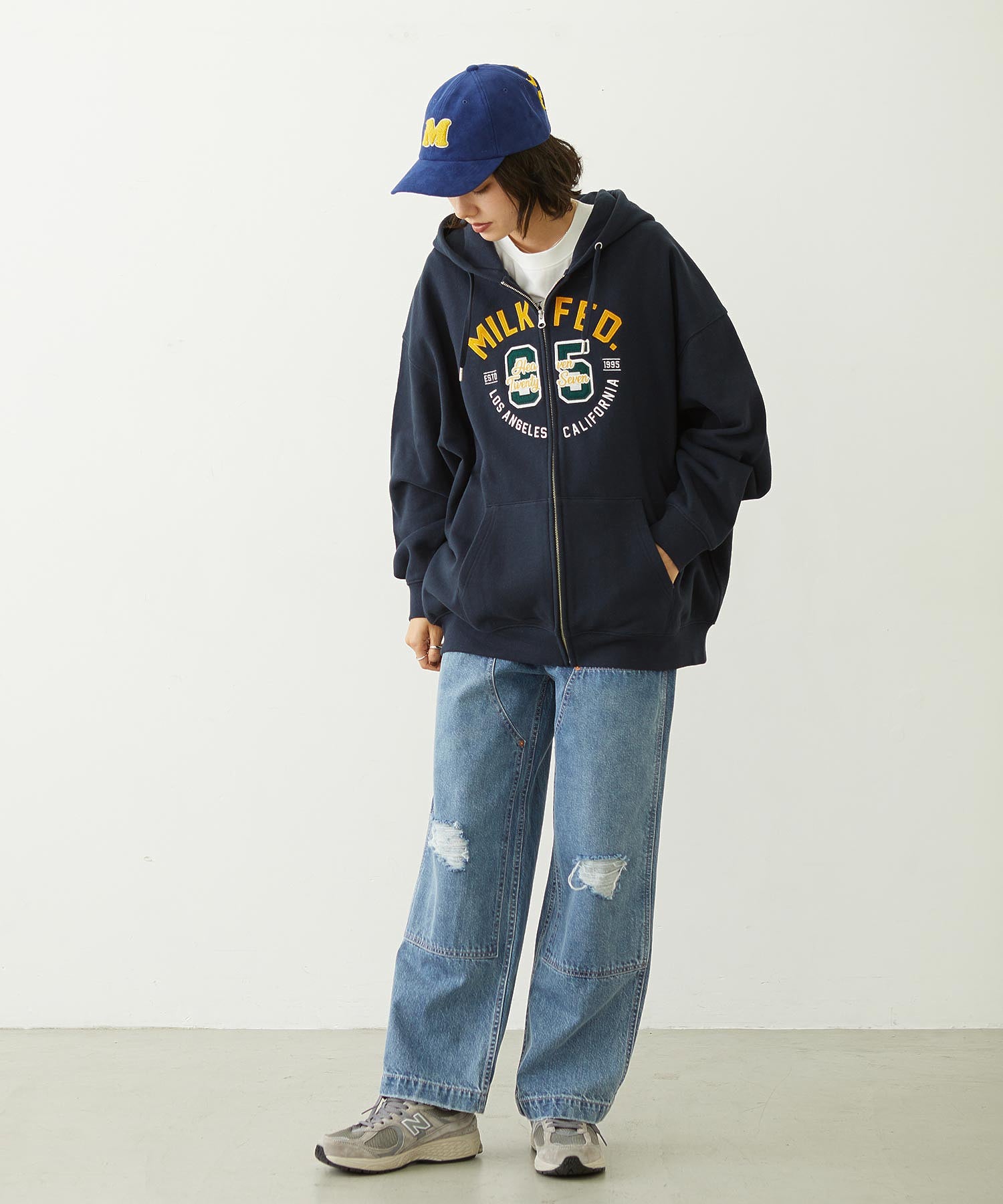 COLLEGE LOGO PATCH ZIP UP HOODIE