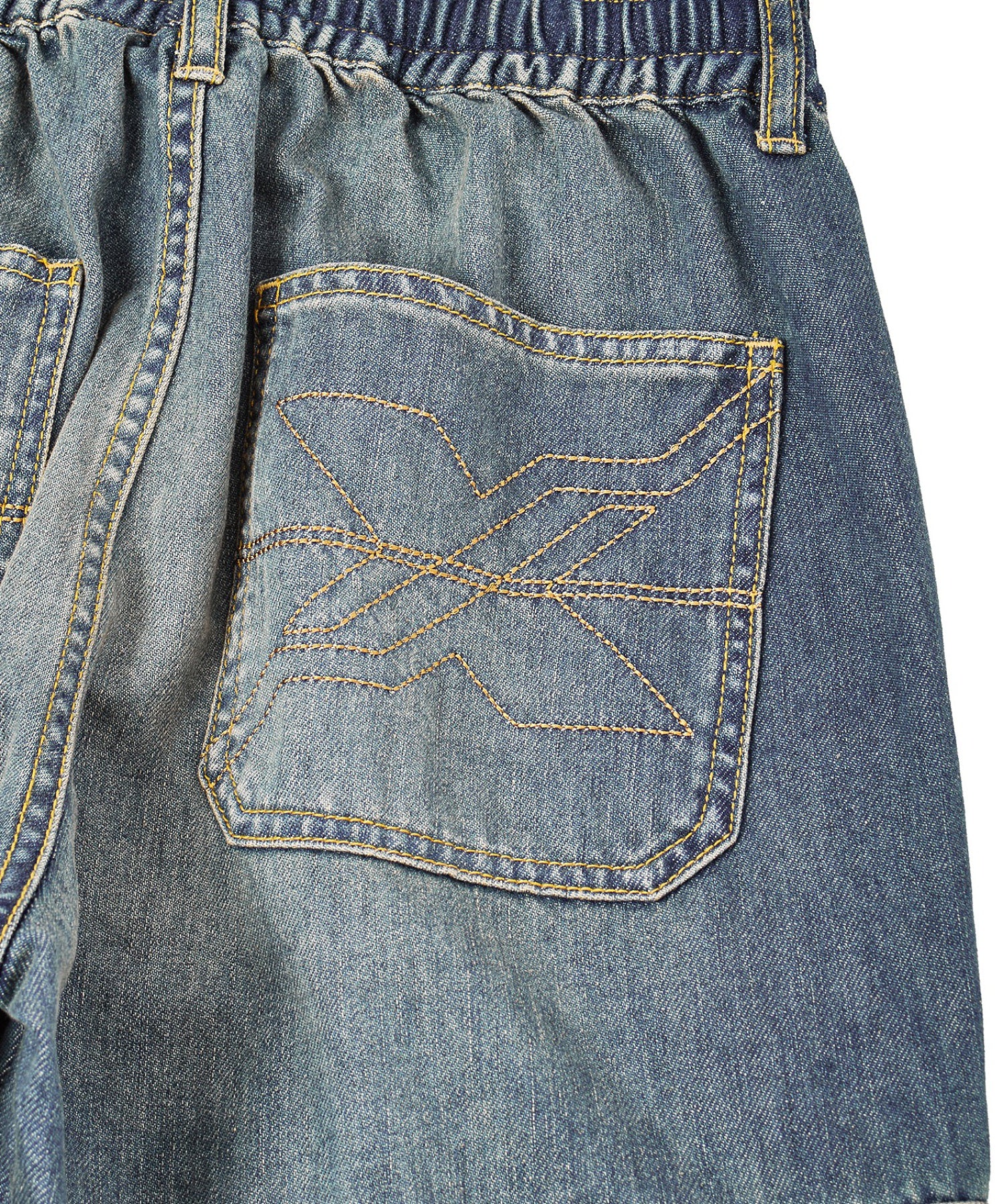 FADED 2WAY WIDE LEG DENIM CARGO PANTS