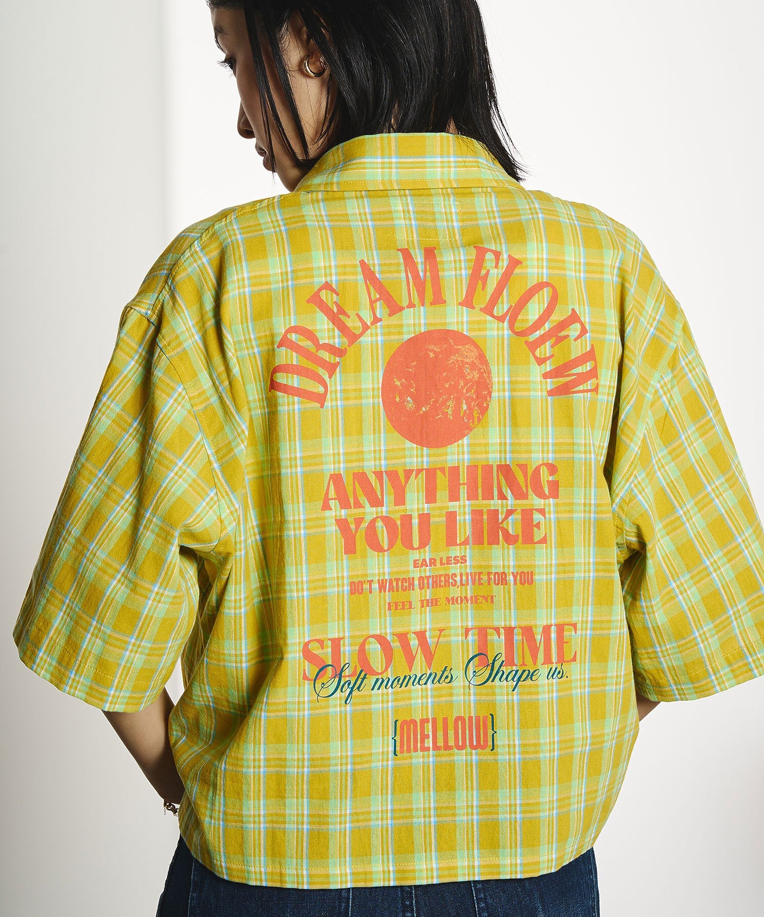 OKIRAKU×ROSEBUD/BACK PRINT CHECK SHIRT