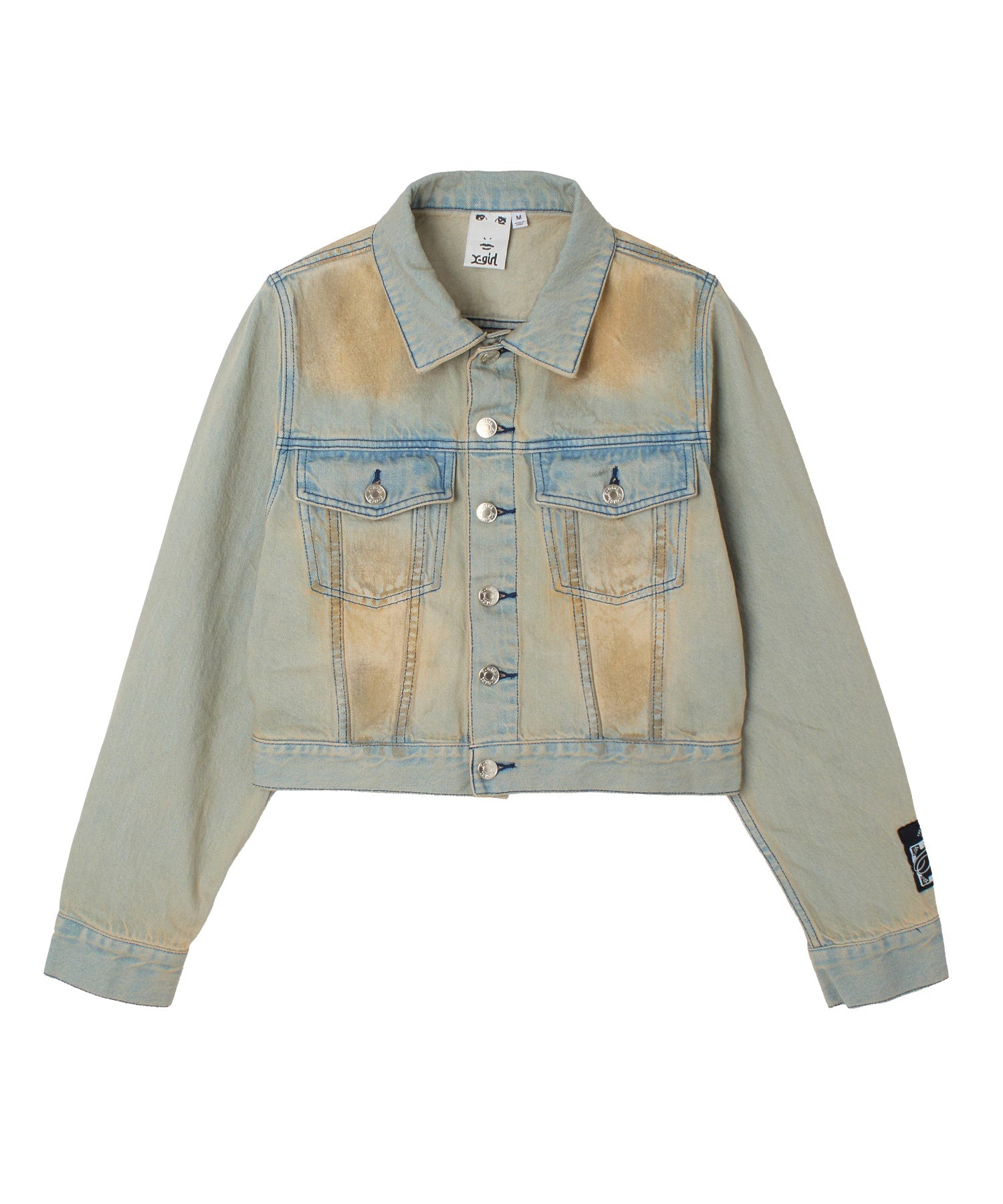FADED FACE LABEL COMPACT DENIM JACKET