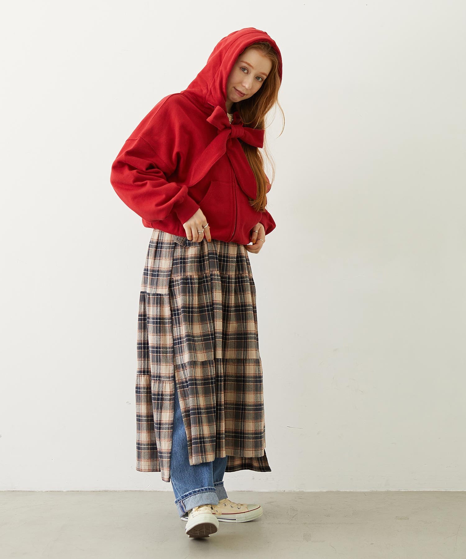 BIG RIBBON SWEAT ZIP HOODIE