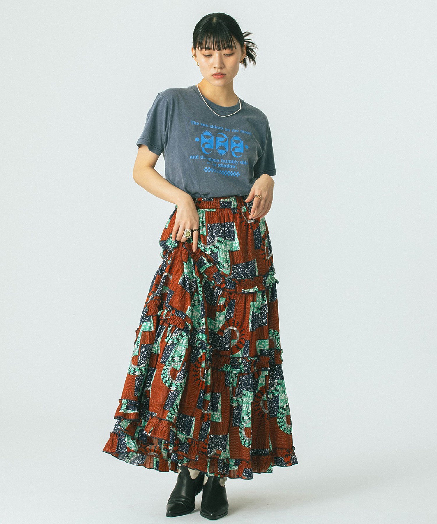 mag.by c/PRINT TIERED SKIRT