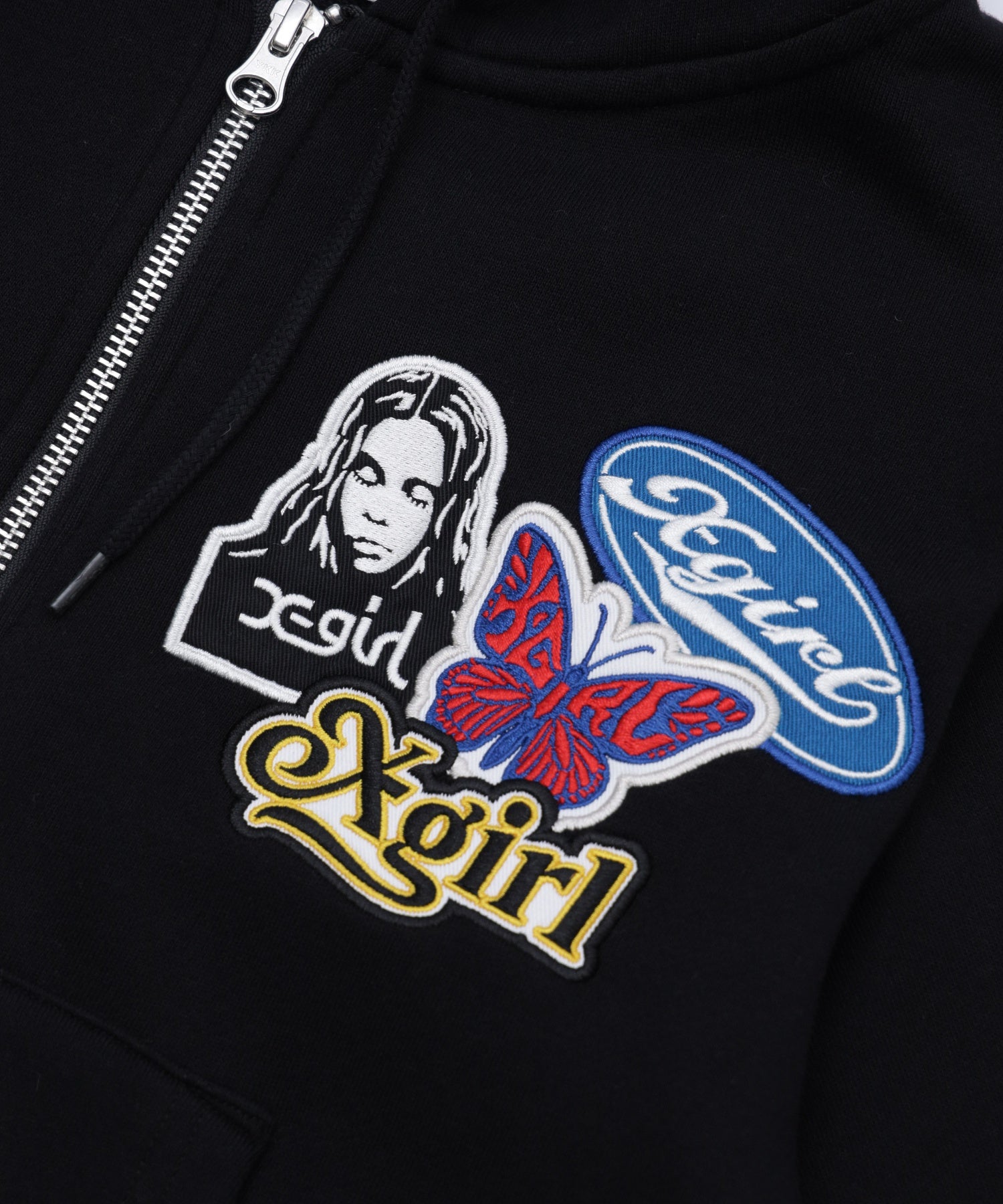 X-girl PATCHES COMPACT ZIP UP SWEAT HOODIE