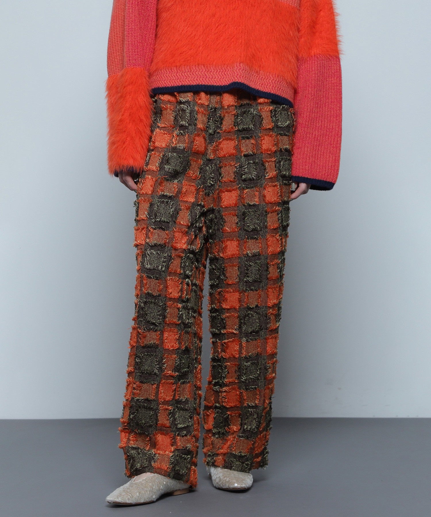 チェックイージーパンツ