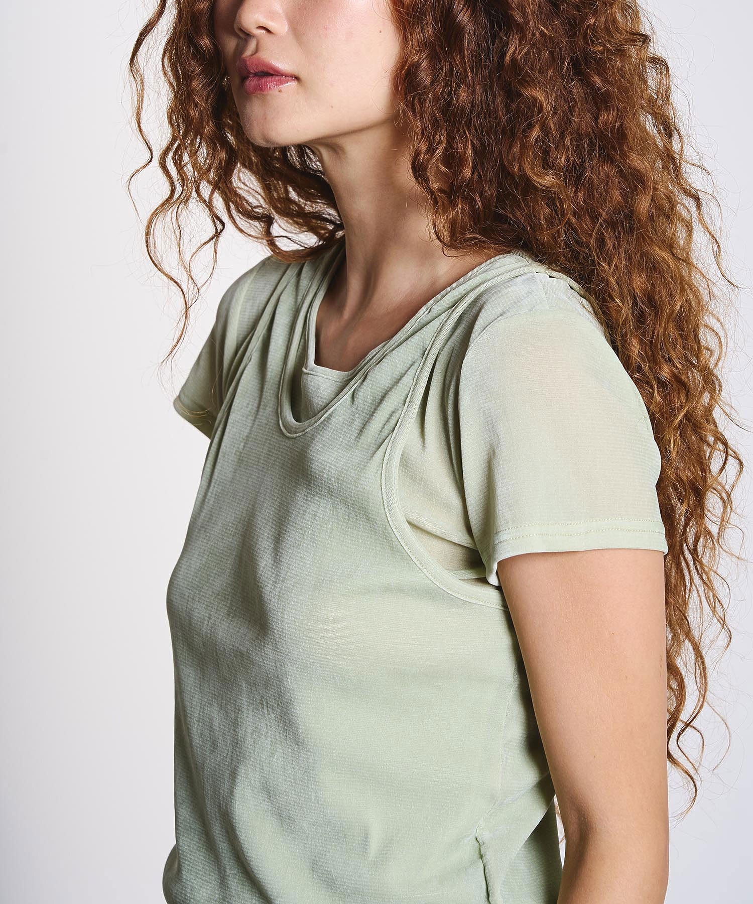 FLOCKED TULLE LAYERED TOP