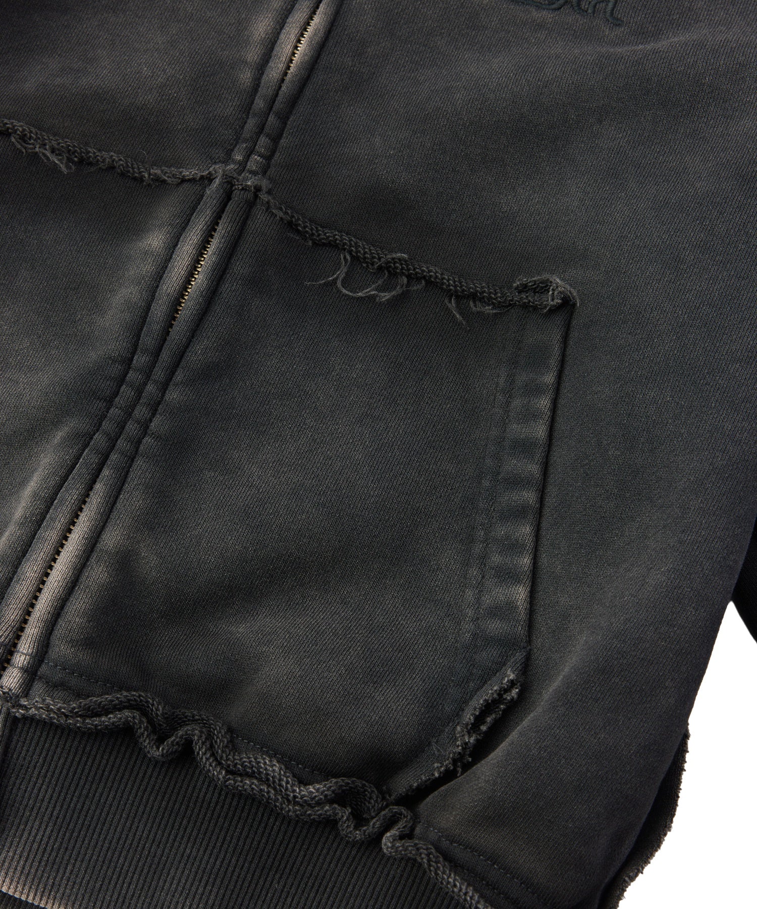 FADED CUT OFF COMPACT ZIP UP SWEWAT HOODIE