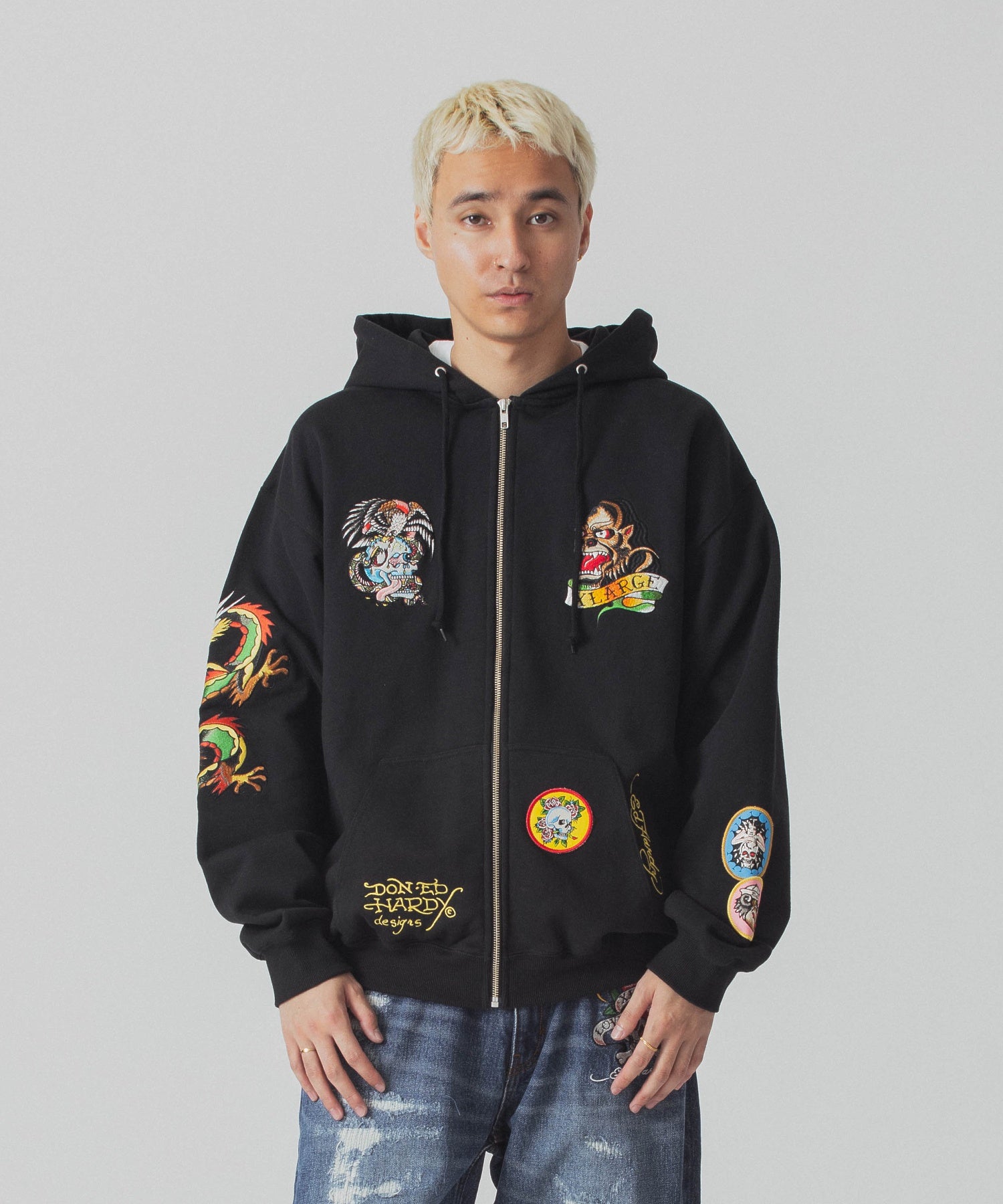 XLARGE×ED HARDY ZIP HOODED SWEATSHIRT