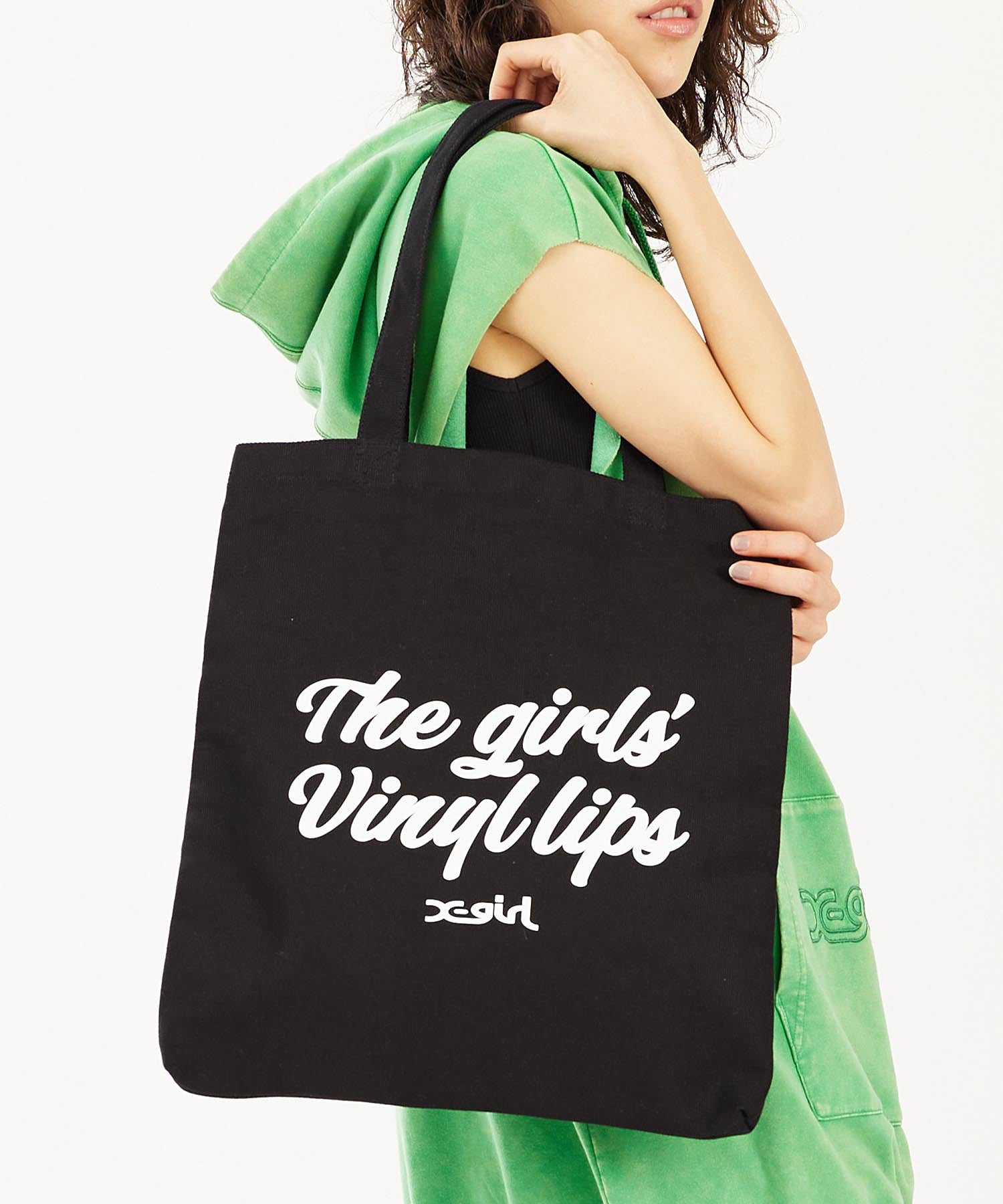 VINYL LIP FACE CANVAS TOTE BAG X-girl