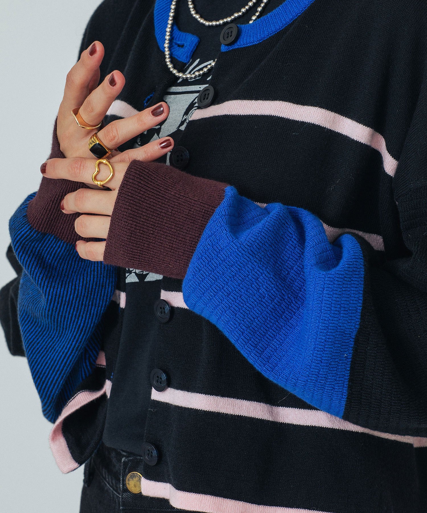 CREOLME/MULTI STRIPE KNIT CARDIGAN