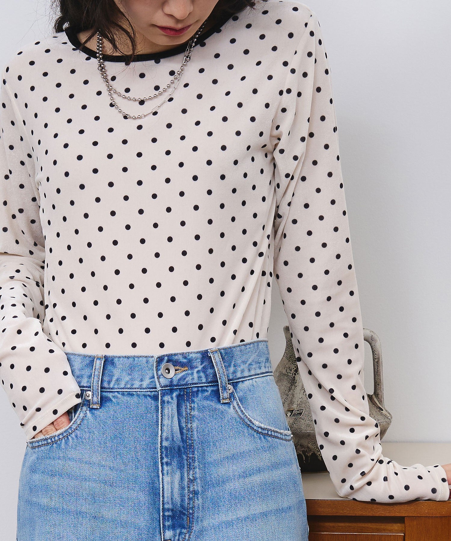 SHEER VELOUR DOT TOP