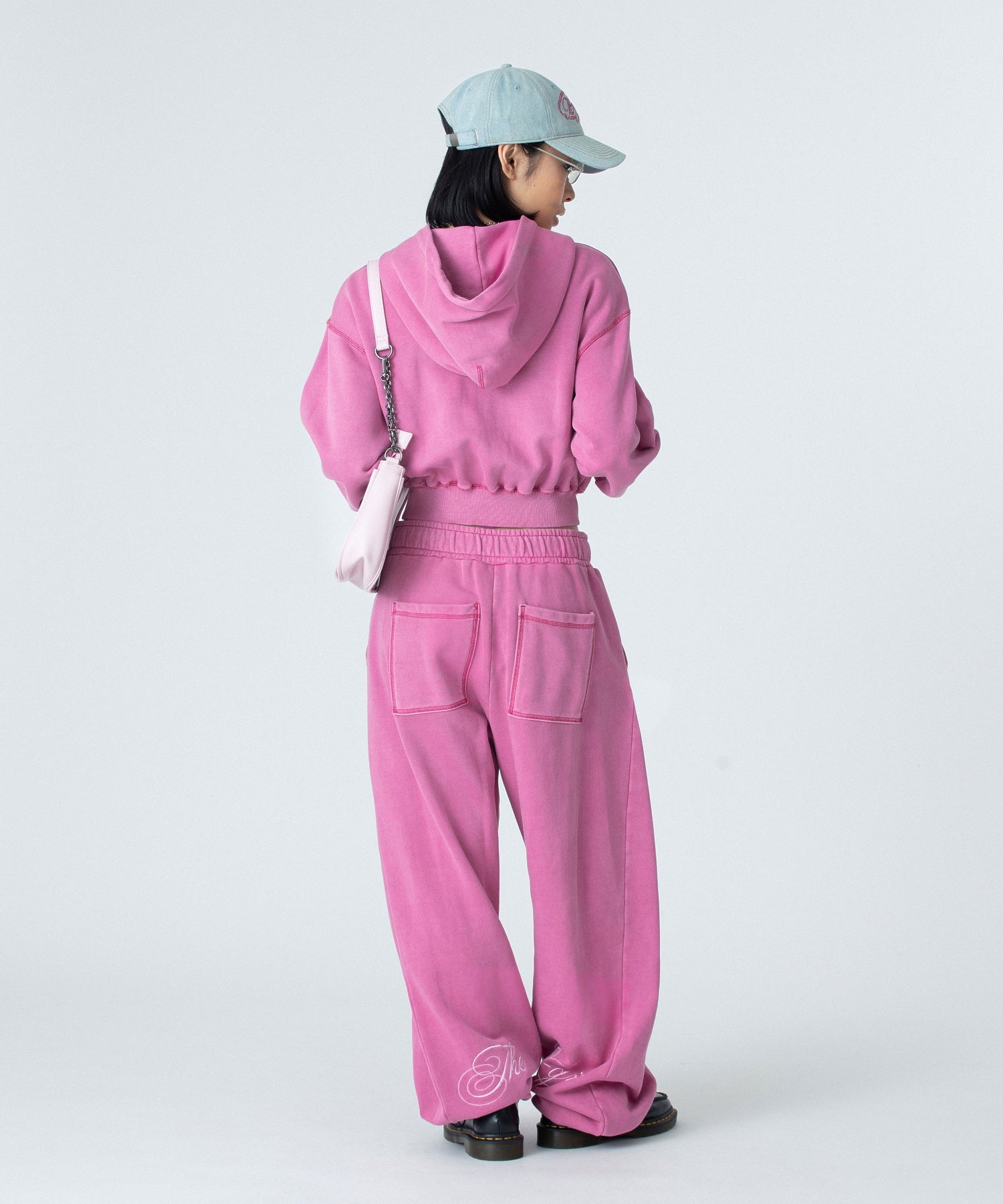 PIGMENT DYED SCRIPT LOGO COMPACT ZIP UP SWEAT HOODIE