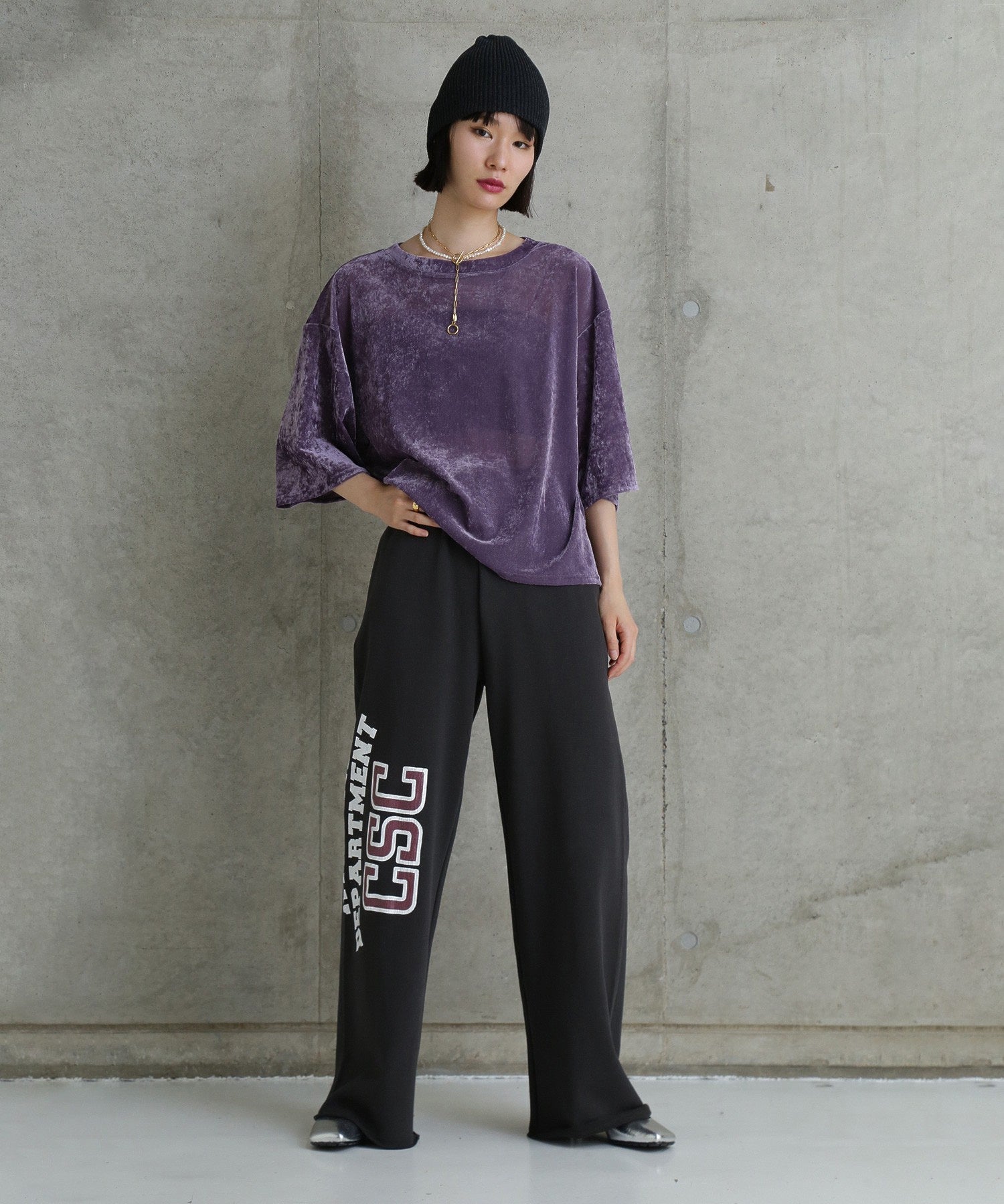 CHIGNON/ベロアメッシュTシャツ