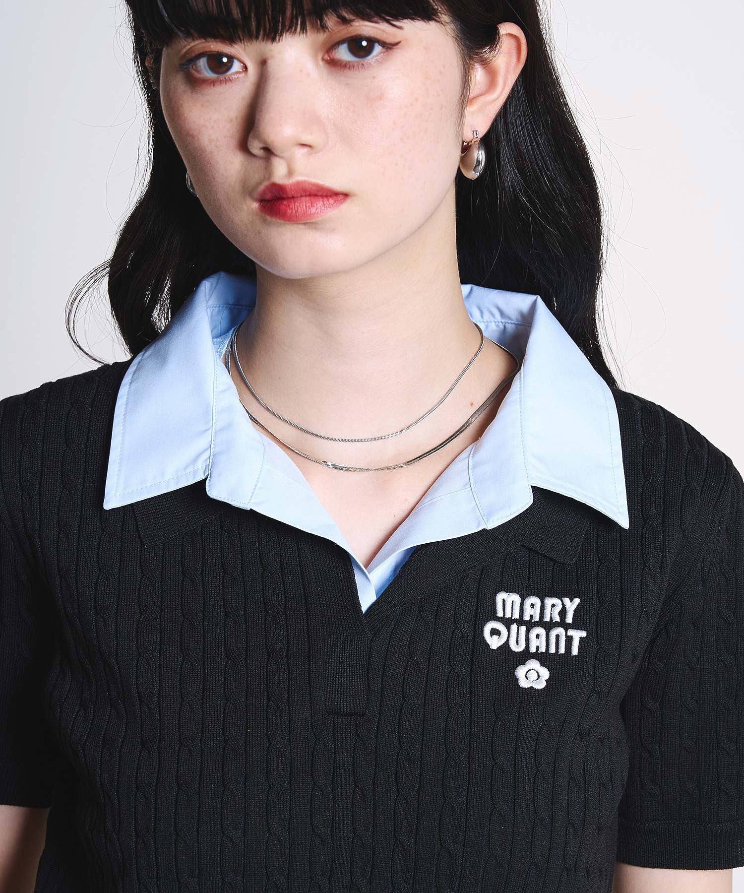 【ROSE BUD別注】MARY QUANT/LAYERED POLO KNIT