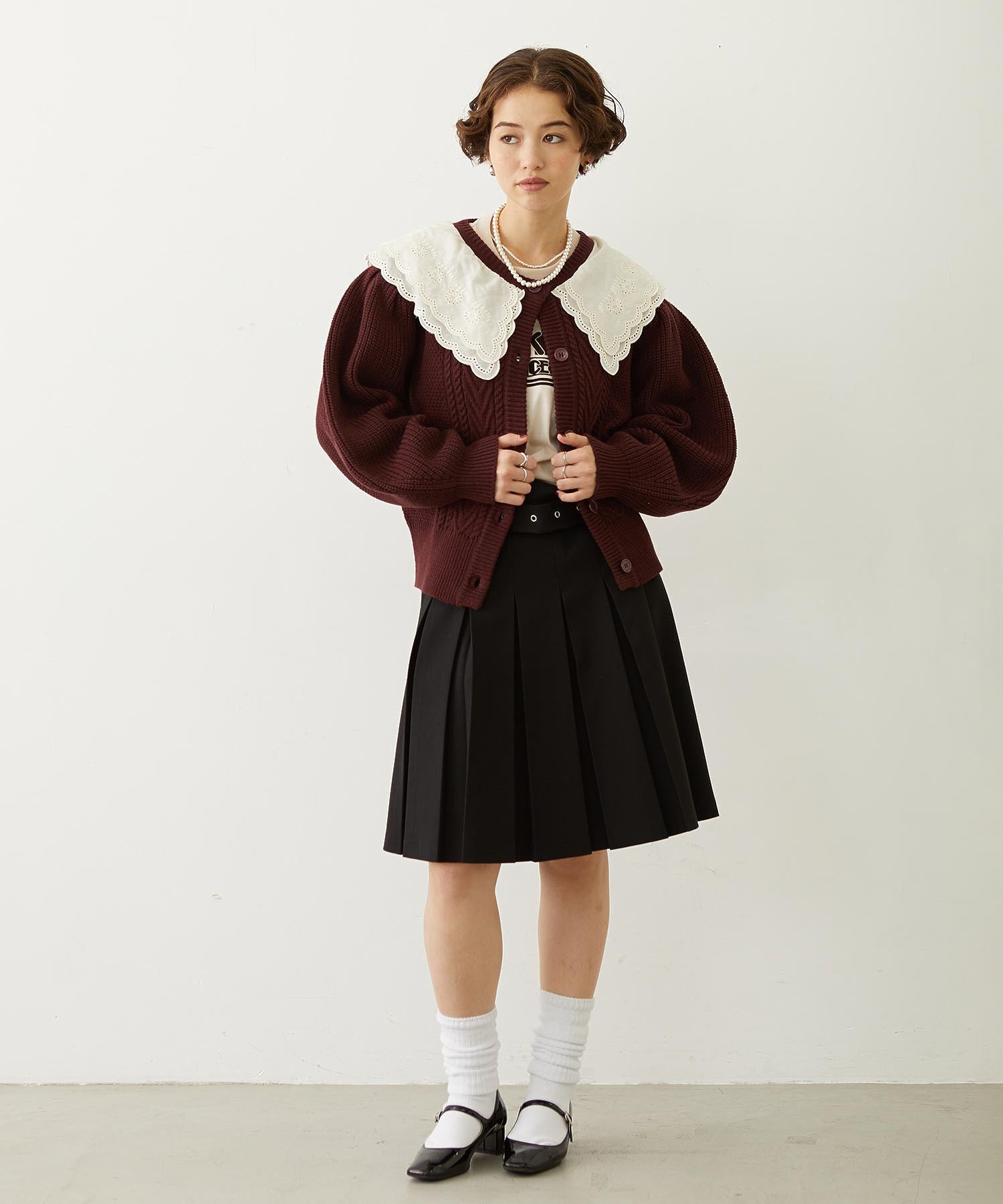 BELTED PLEATED SKIRT