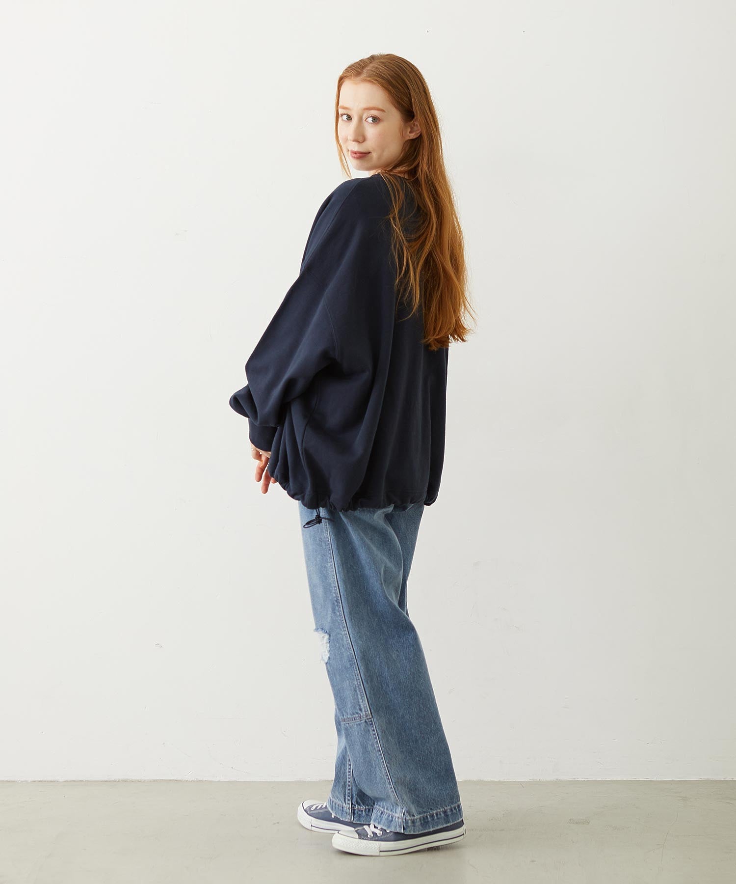 PATCH DRAWSTRING BIG SWEAT TOP