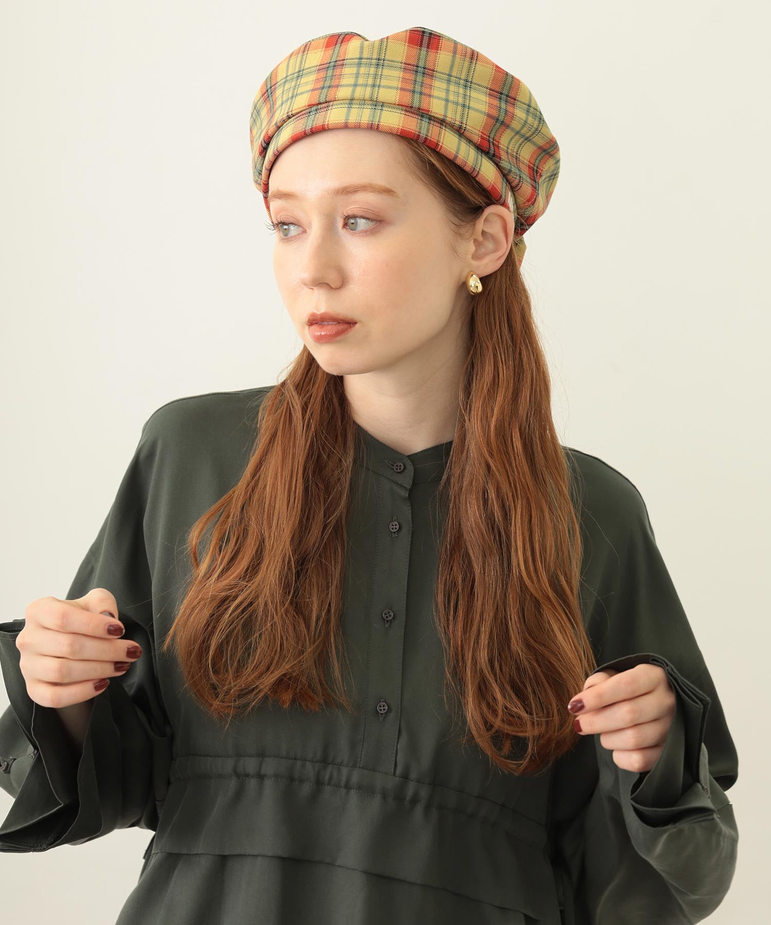 LOGO PLAID BERET
