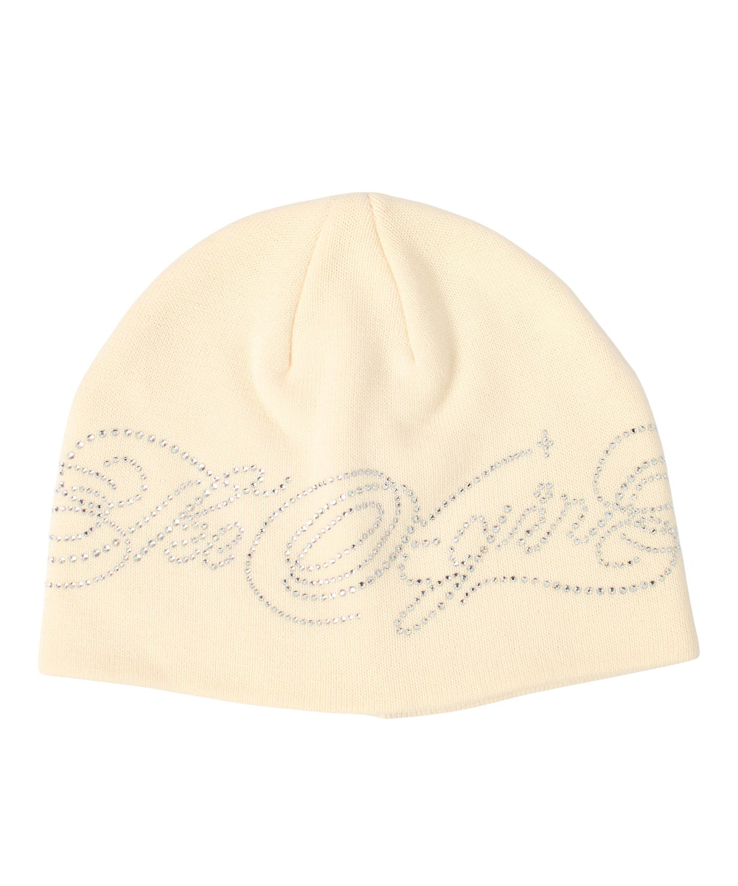 RHINESTONE DECORATIVE SCRIPT LOGO BEANIE