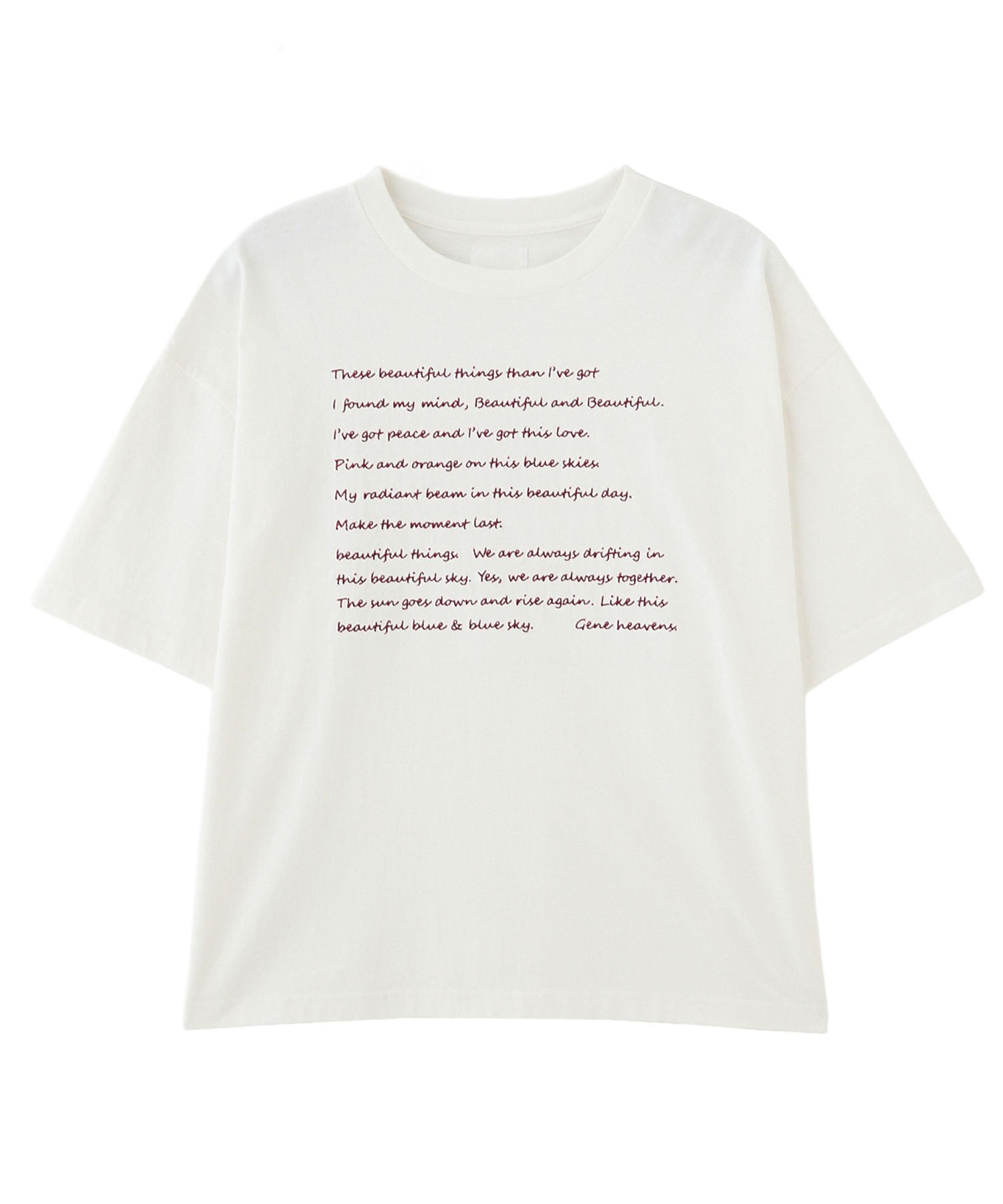 GENE HEAVENS/”BEAUTIFUL THINGS" EMBROIDERED BIG TEE