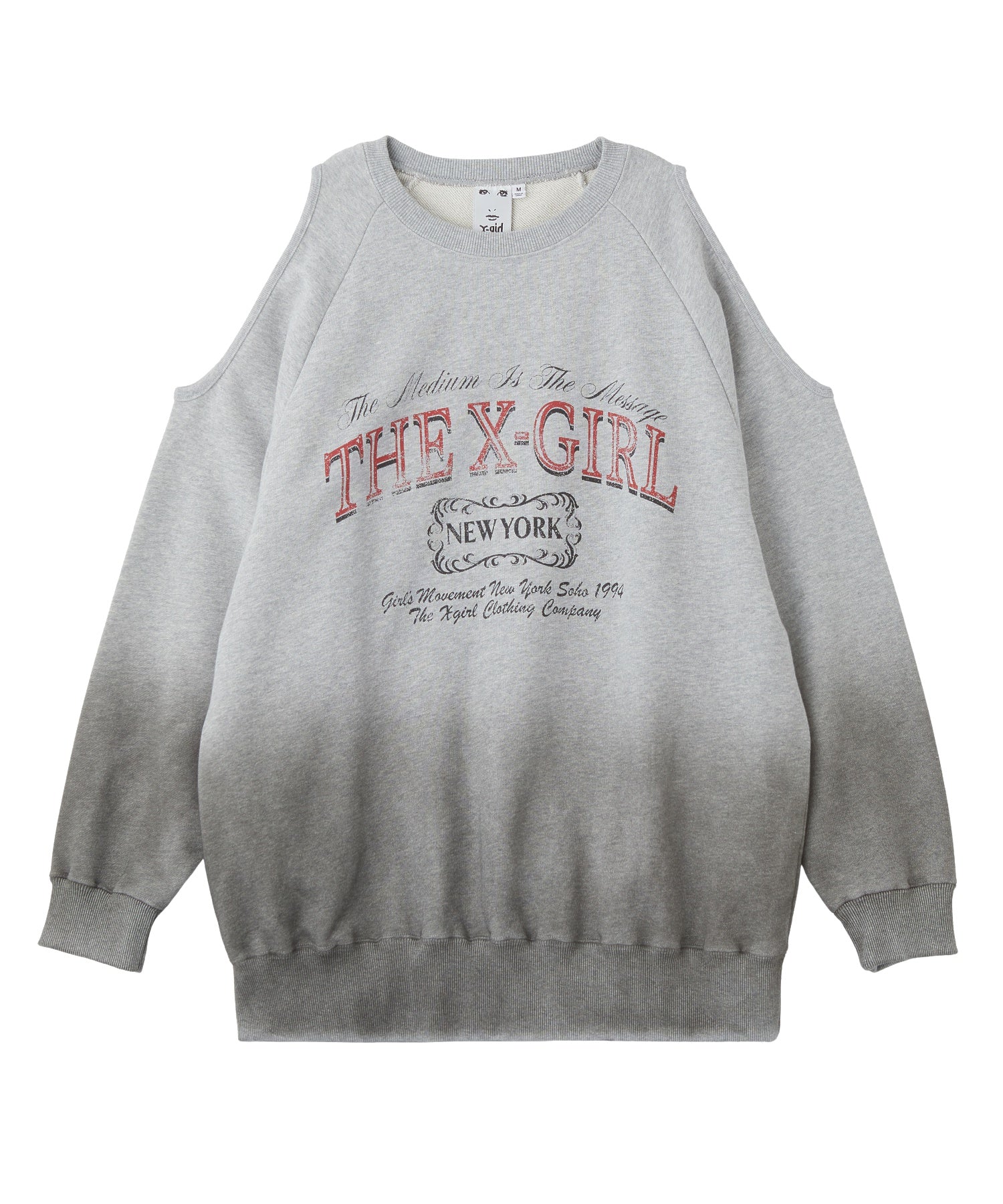 GRADIENT SPRAY OPEN-SHOULDER SWEATSHIRT
