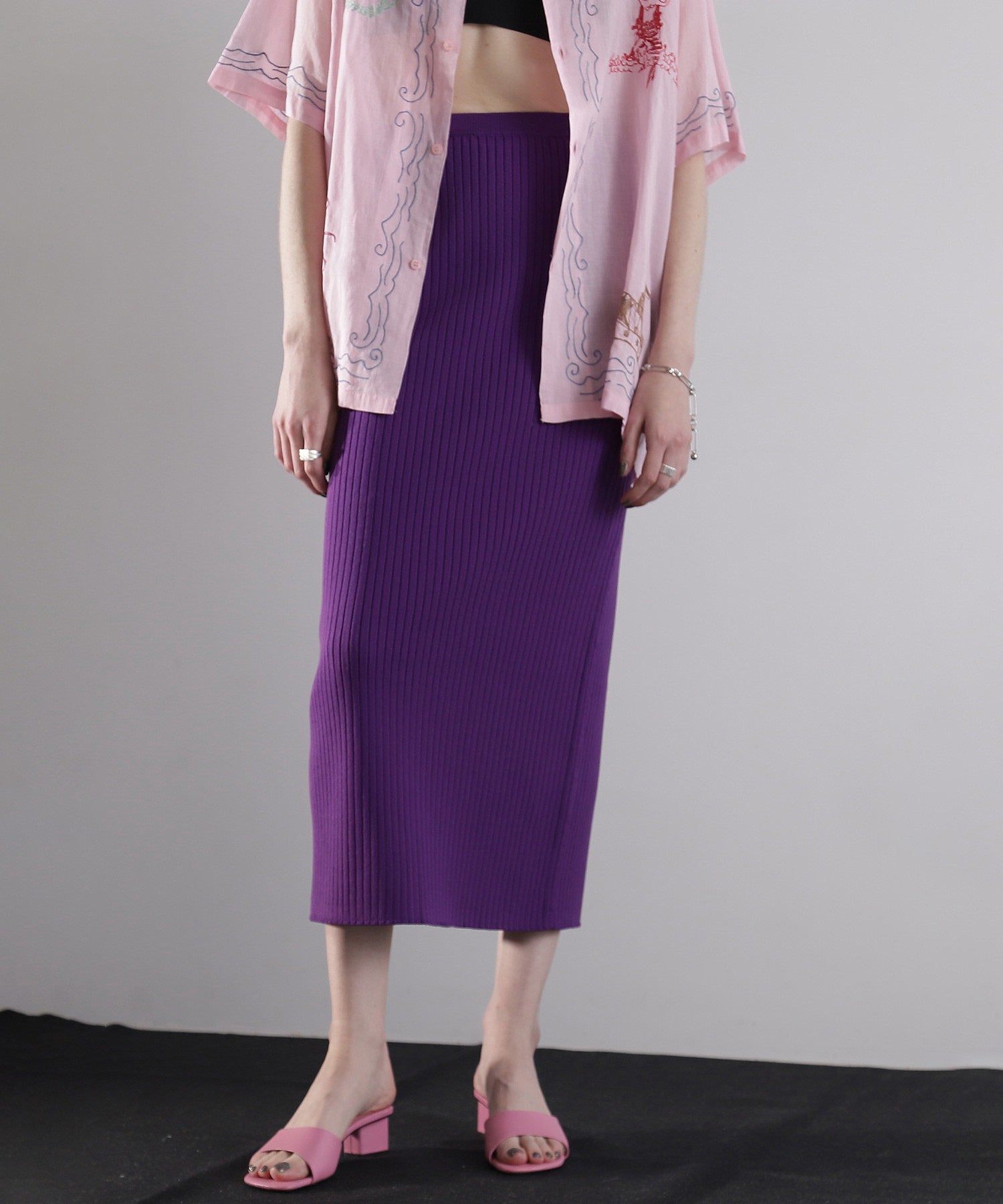 リブニットスカート