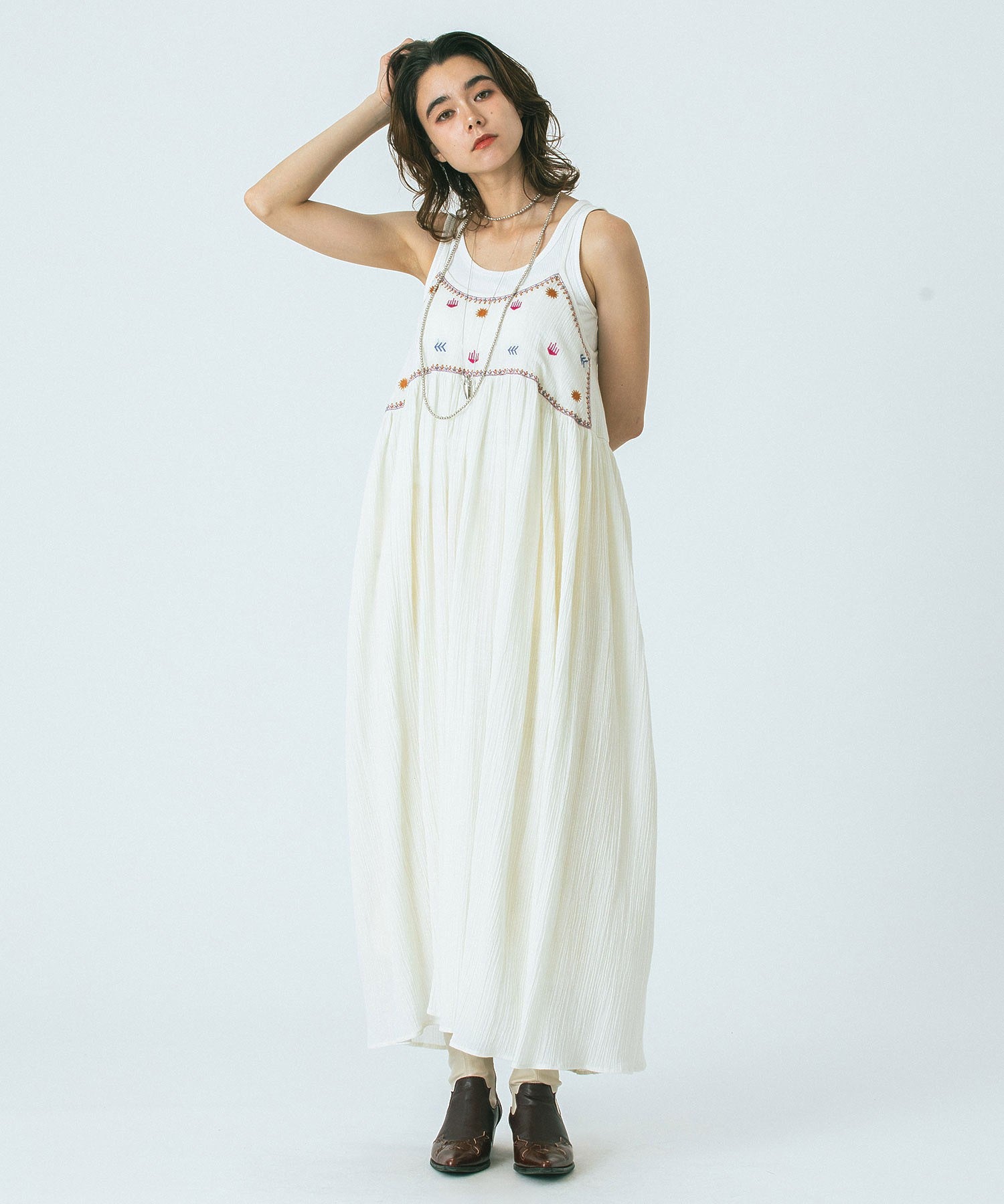 HLAADA for ROSE BUD/EMBROIDERY SLIP DRESS