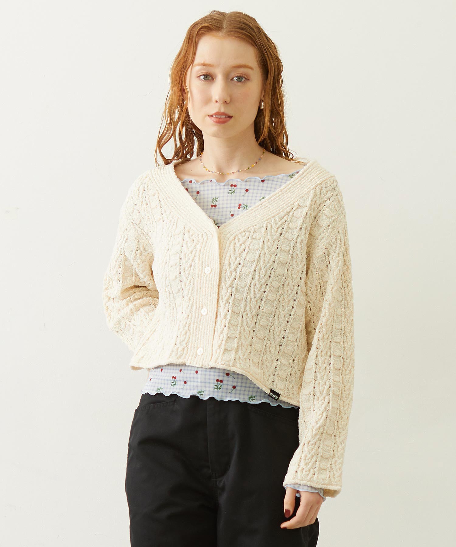 OPENWORK CABLE KNIT CARDIGAN