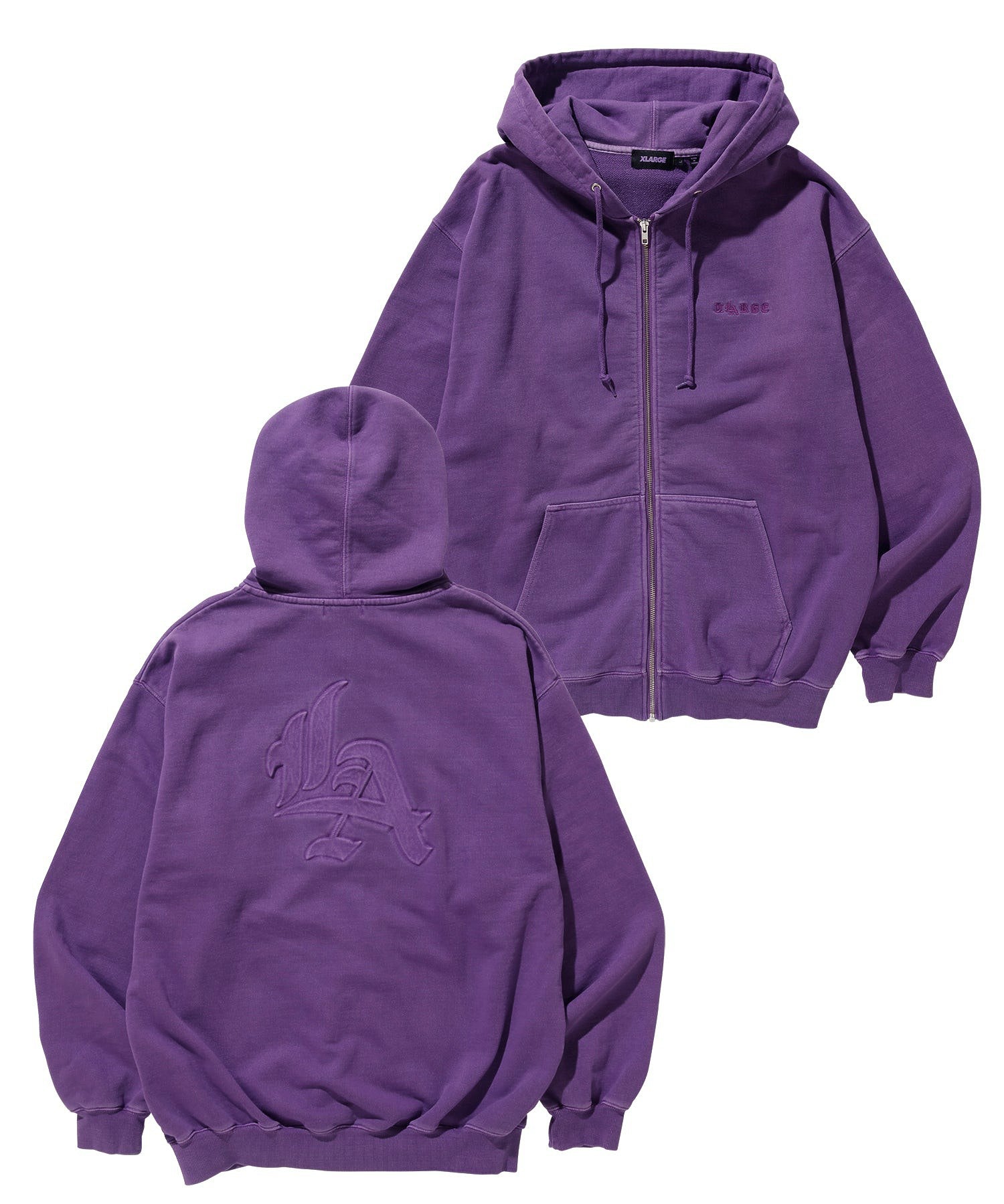 PIGMENT DYED EMBOSS LOGO ZIP HOODED SWEAT – calif（カリフ
