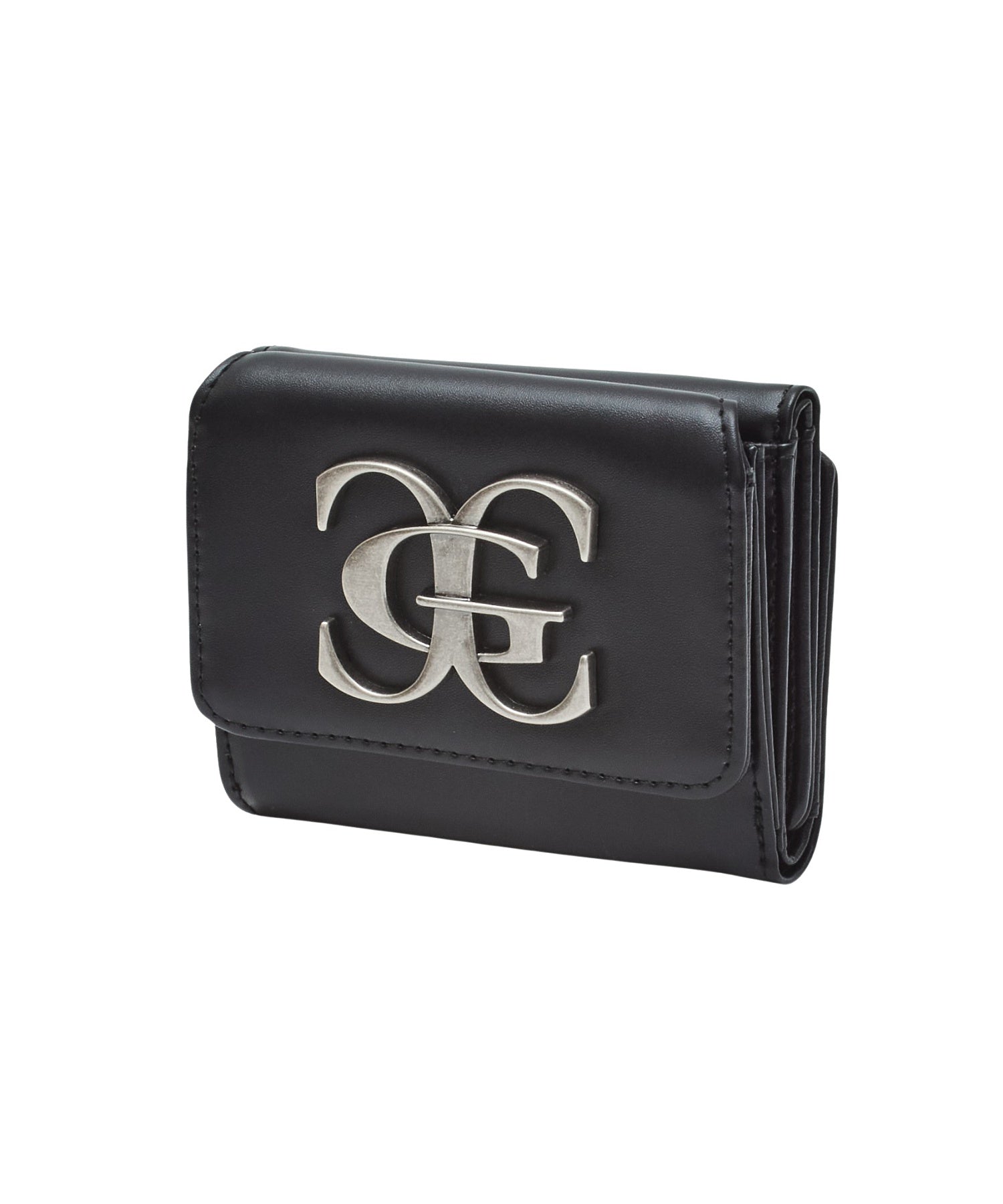 METAL XG EMBLEM FAUX LEATHER MINI WALLET
