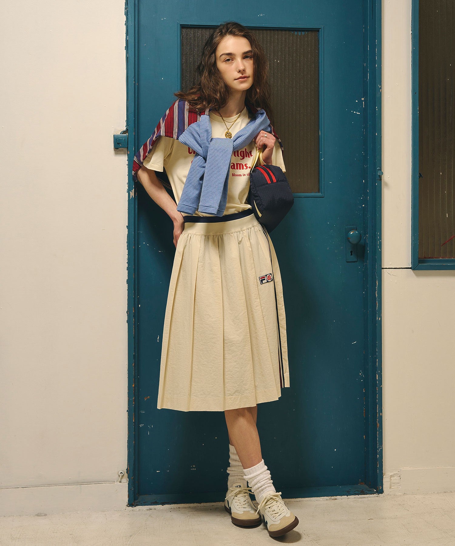 FILAⅹROSEBUD SIDE LINE PLEATED SKIRT