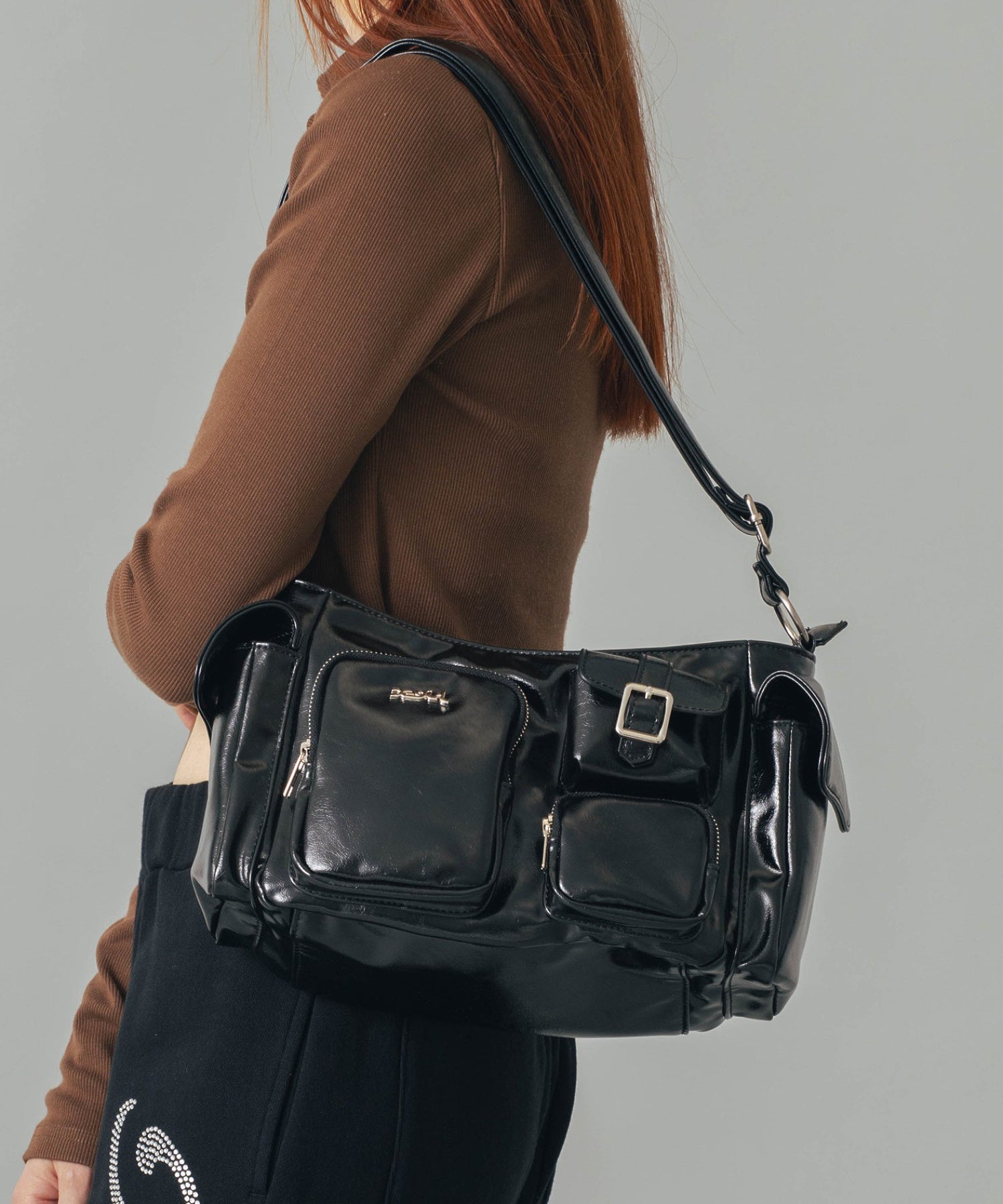 MULTI POCKET FAUX LEATHER HAND BAG