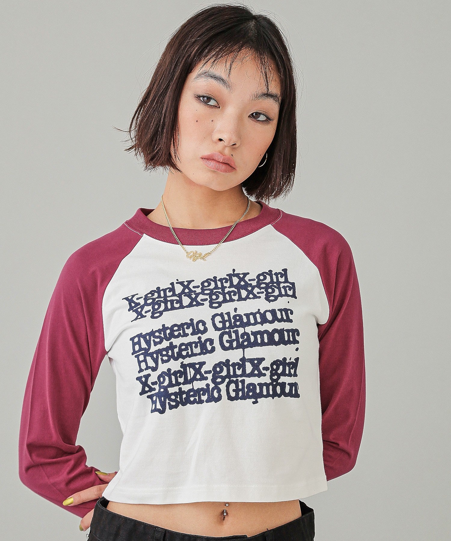 X-girl x HYSTERIC GLAMOUR L/S RAGLAN COMPACT TOP