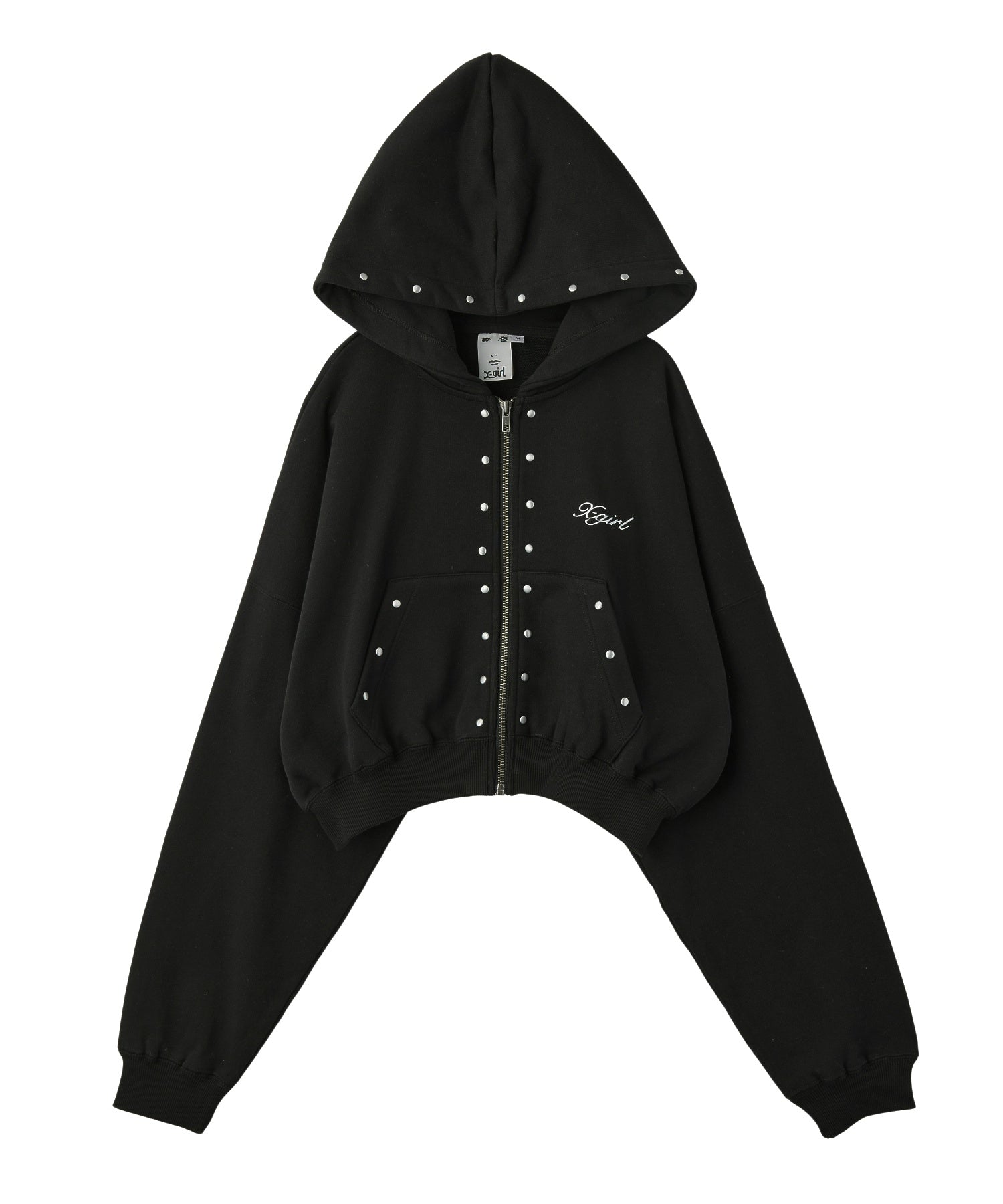 STUDDED ZIP UP SWEAT HOODIE