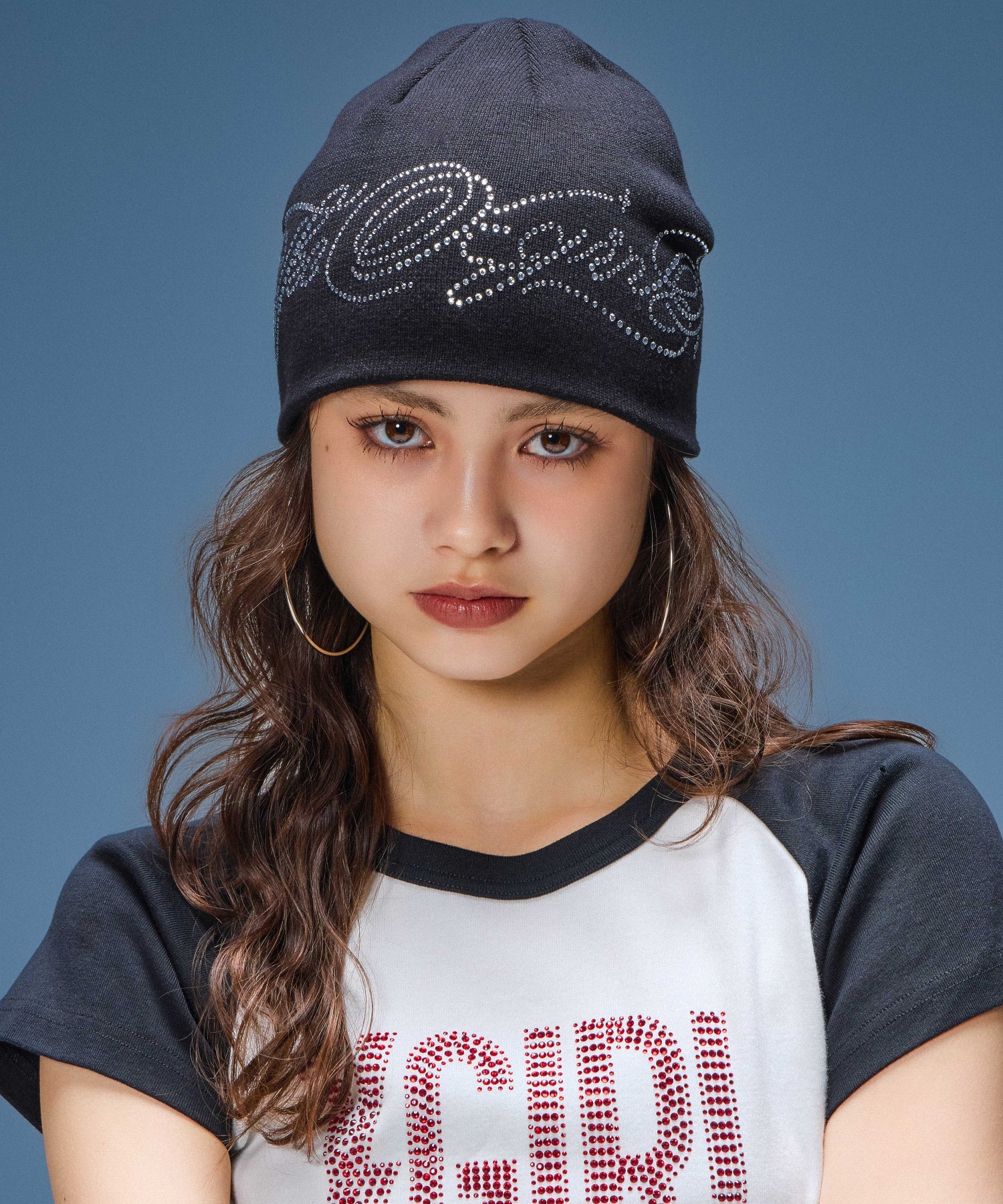 RHINESTONE VERTICAL LOGO RAGLAN S/S BABY TEE