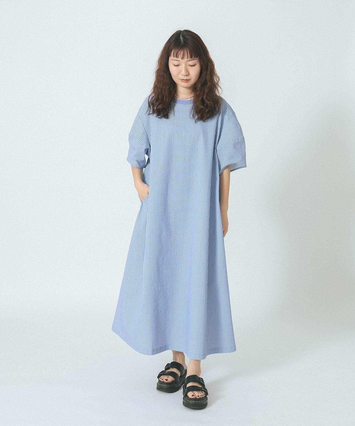 THOUSAND MILE×GENE HEAVENS/VOLUME SLEEVE SMOCK DRESS