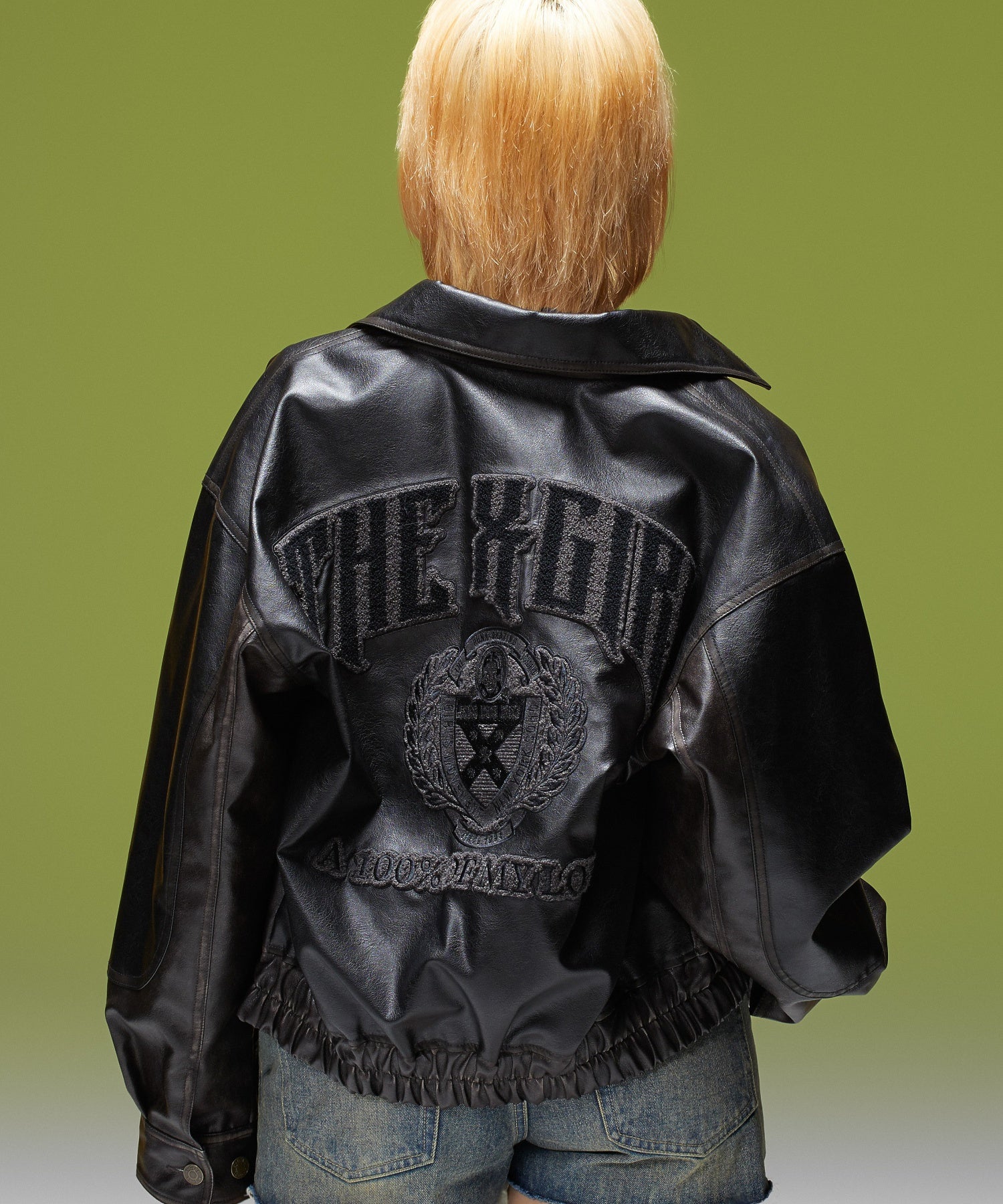 FAUX LEATHER LOGO PATCH JACKET