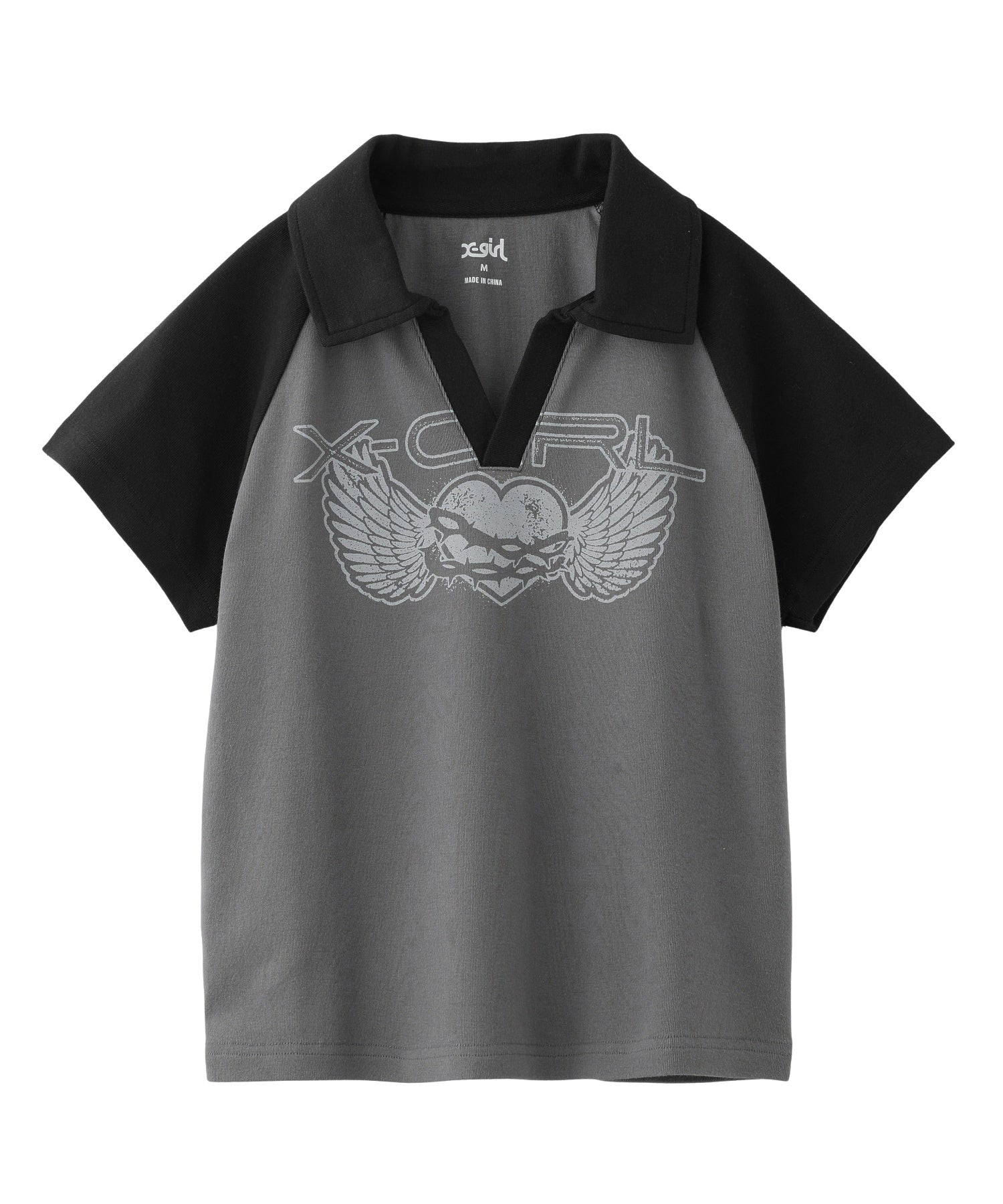 HEART AND WING LOGO RAGLAN POLO TOP