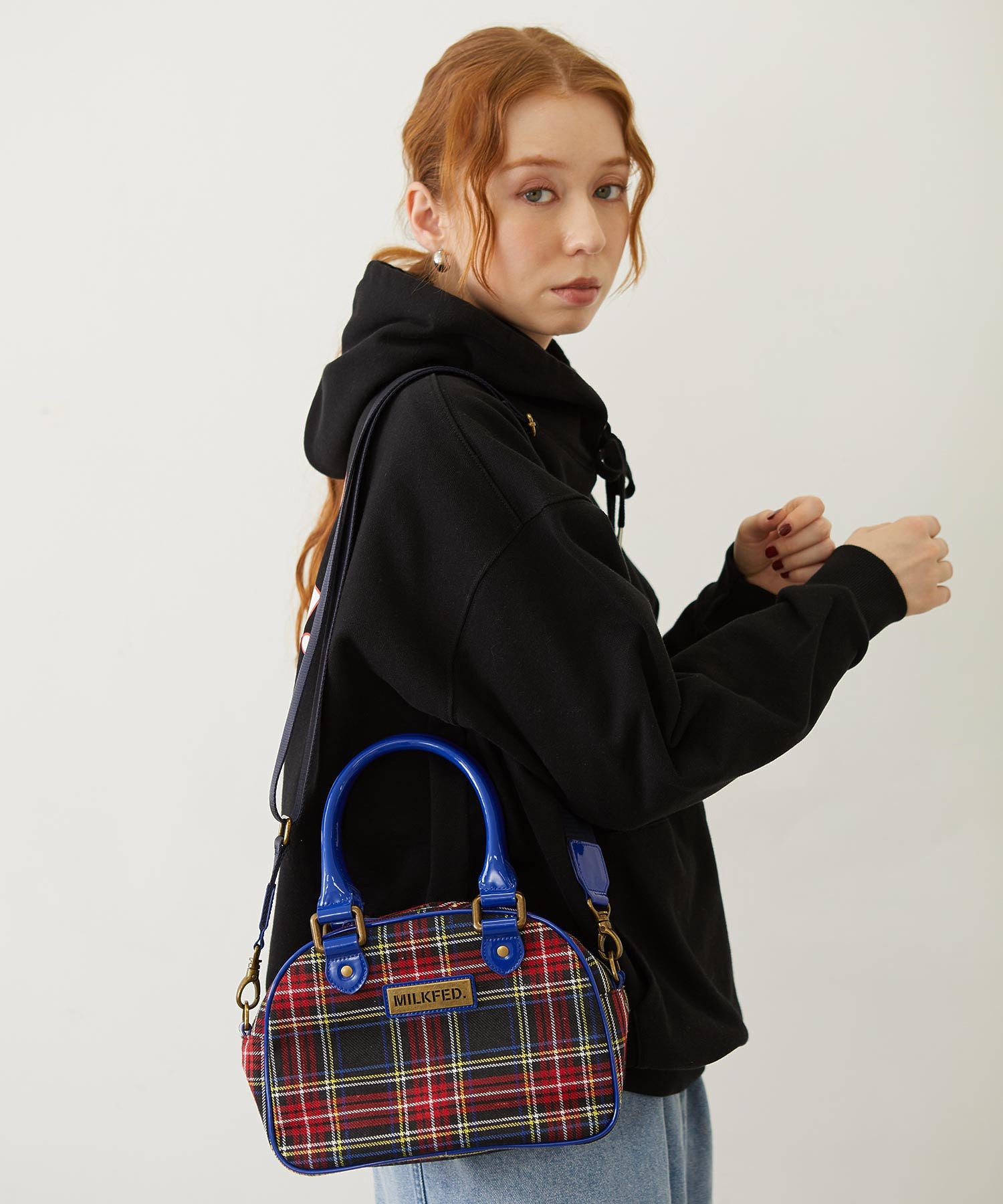 PLAID PATTERN BOSTON BAG