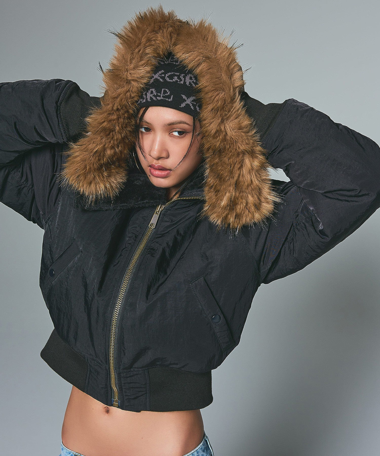 FAUX FUR HOODED JACKET