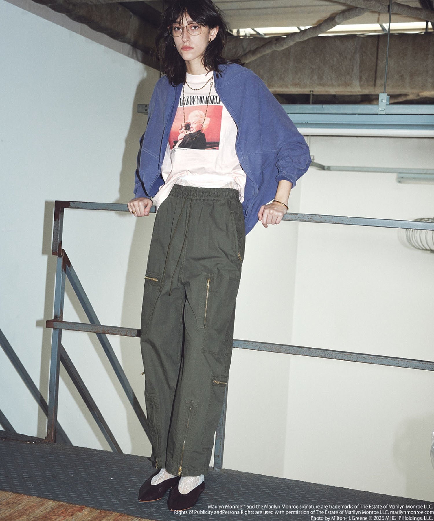 CREOLME/MILITARY WIDE LEG PANTS