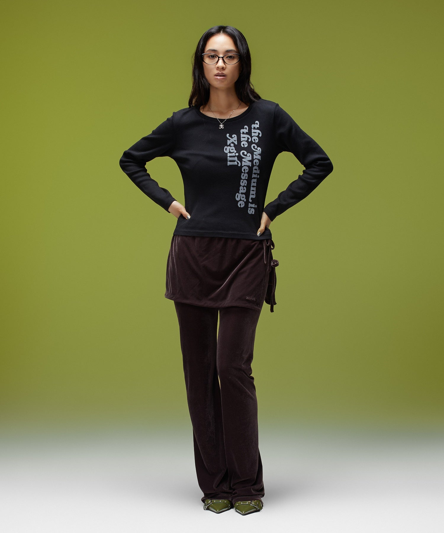 LAYERED STYLE VELOUR PANTS