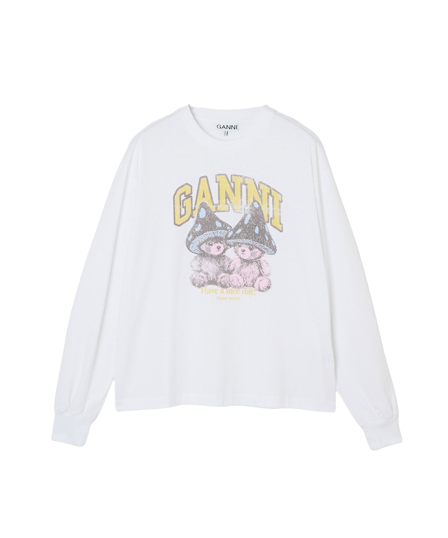 GANNI/BASIC COTTON JERSEY LONGSLEEVE TEDDY MUSHROOM